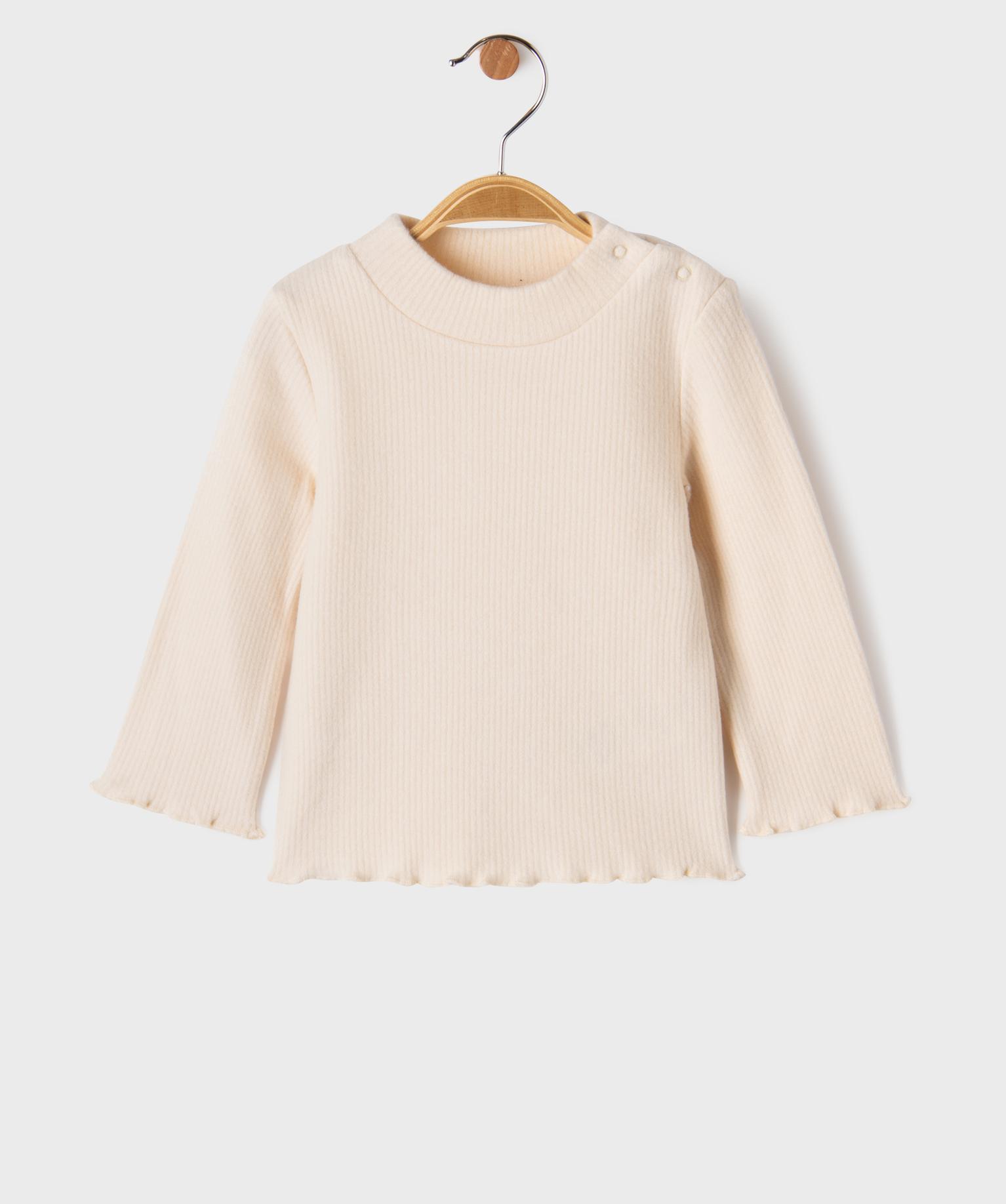 Tee-shirt manches longues chaud en maille côtelée bébé fille - 24M - beige standard - GEMO