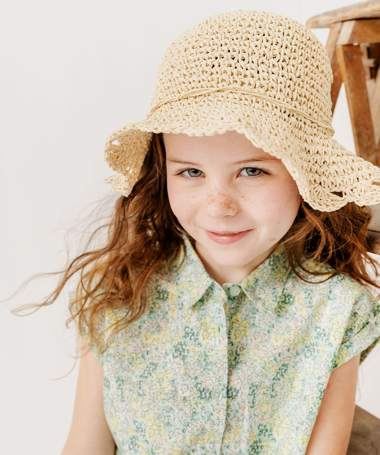Chapeau en paille de papier fille - 50/52 - beige clair - GEMO