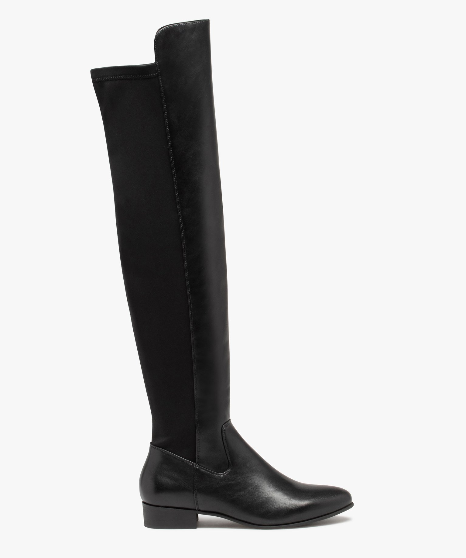 Bottes femme unies à talon plat et tige souple élastique - 38 - noir - GEMO