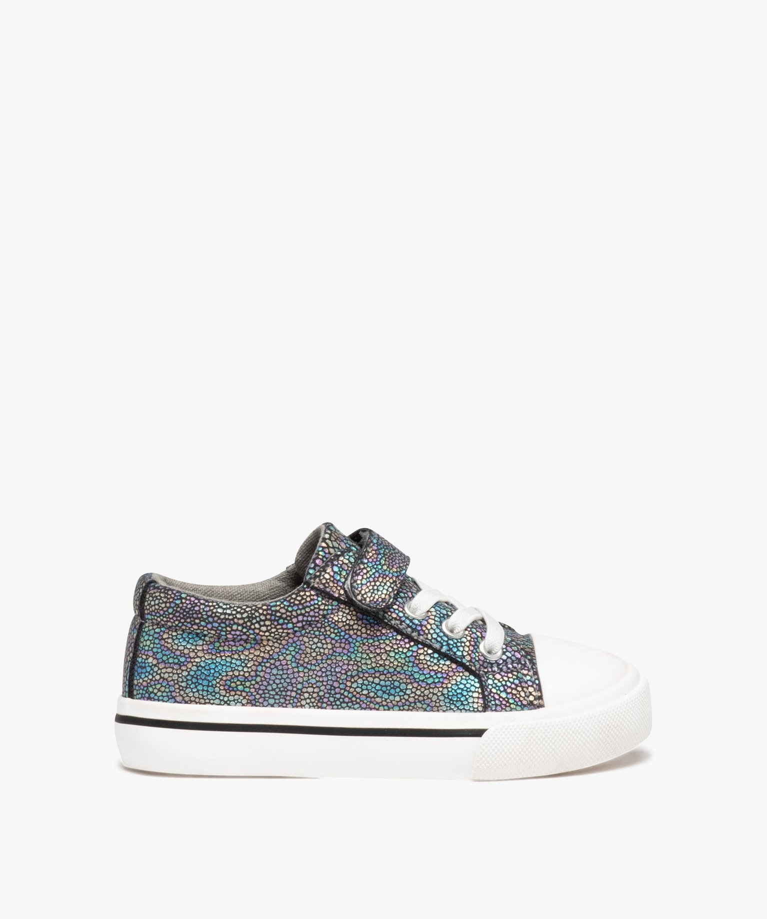 Baskets fille en toile irisée avec semelle à liseré coloré - 24 - argent - GEMO
