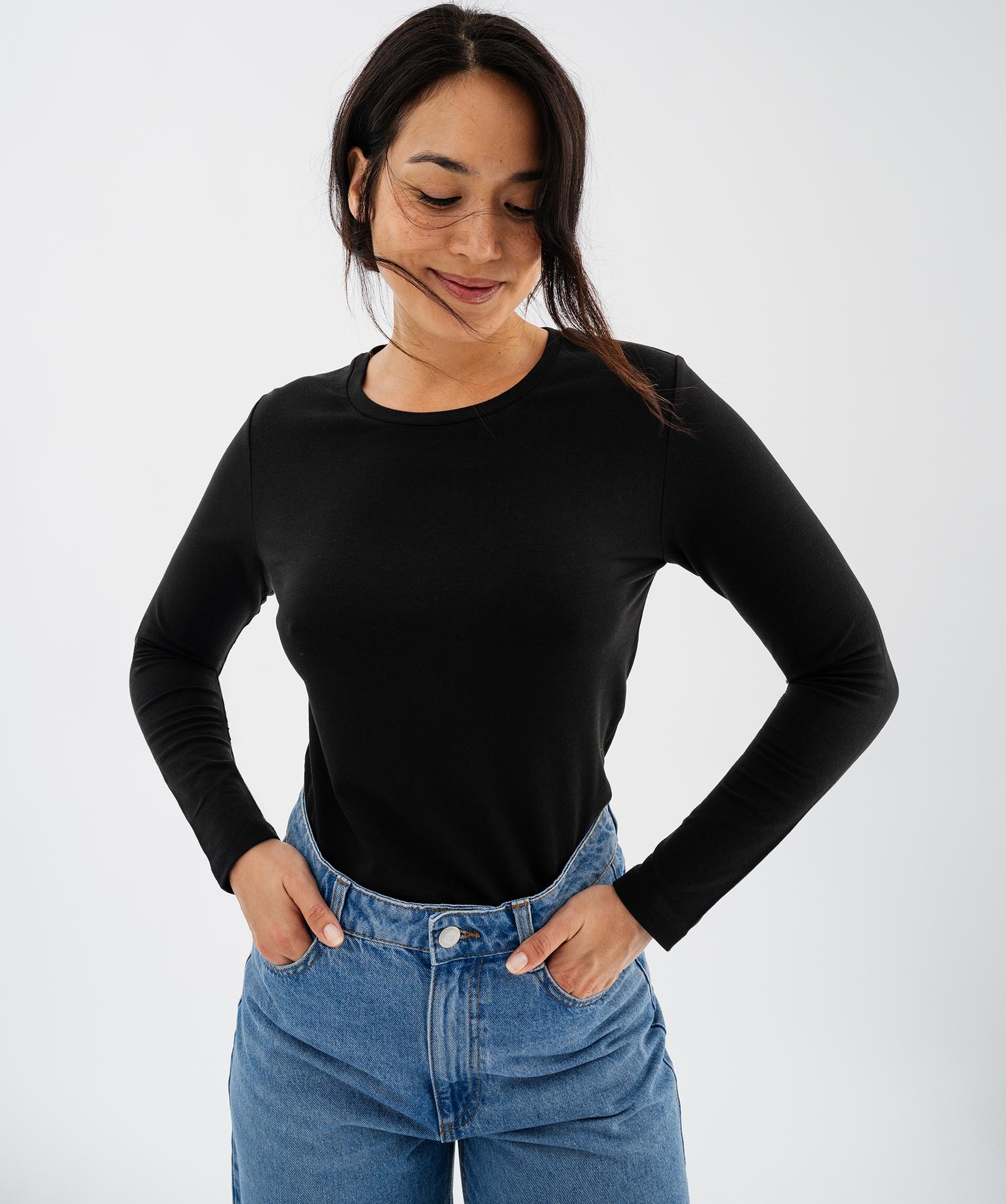 Tee-shirt nuit manches longues femme - 36/S - noir standard - GEMO