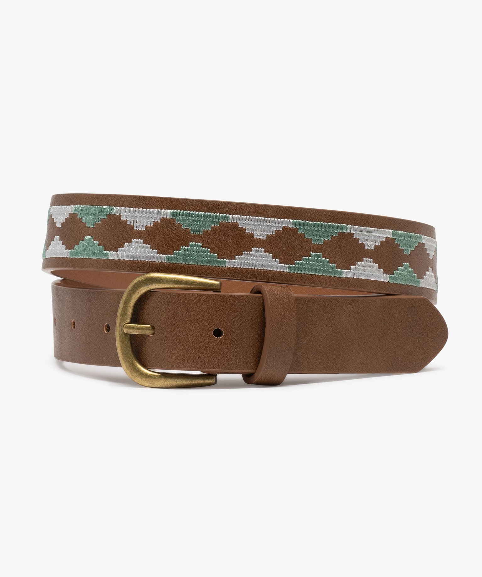 Ceinture brodée avec boucle métallique femme - 100 CM - marron vif - GEMO