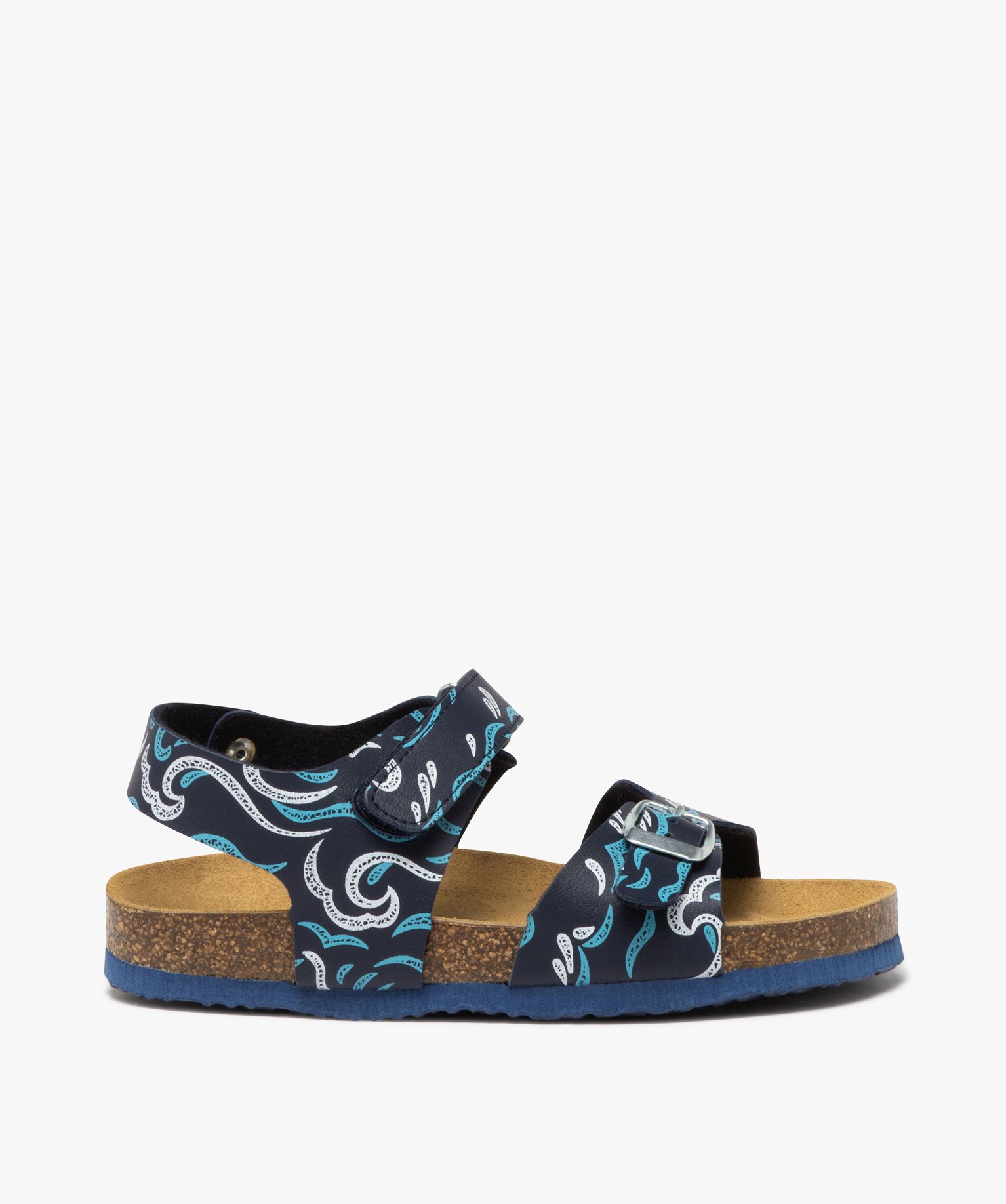 Sandales garçon à motifs avec brides à boucle et à scratch - 33 - marine - GEMO