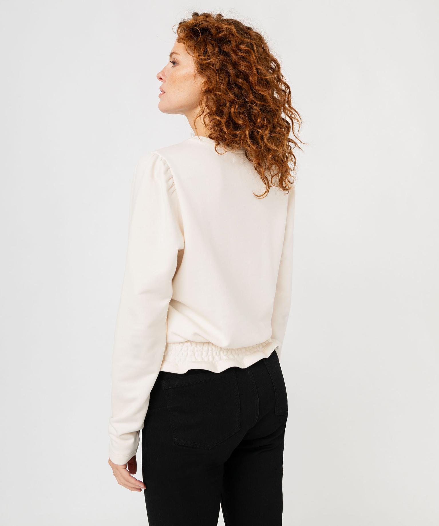 Sweat-shirt Femme épaules Dénudées Avec Manches Ballon - Col Carmen - Pull Chaud Et Féminin Pour L'hiver