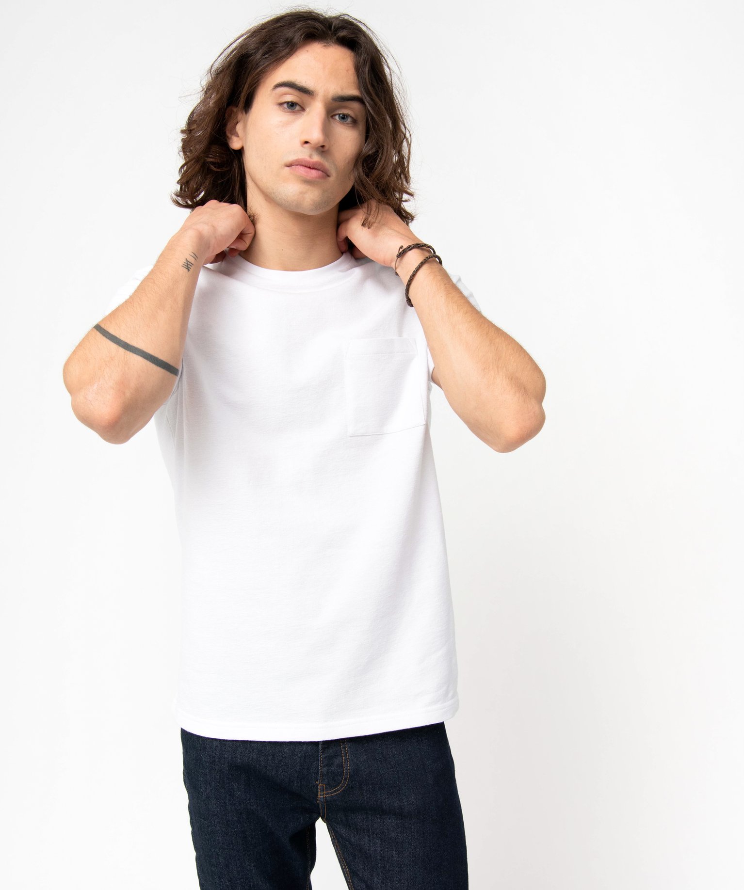 Tee-shirt homme à manches courtes en maille épaisse - XXXL - blanc - GEMO