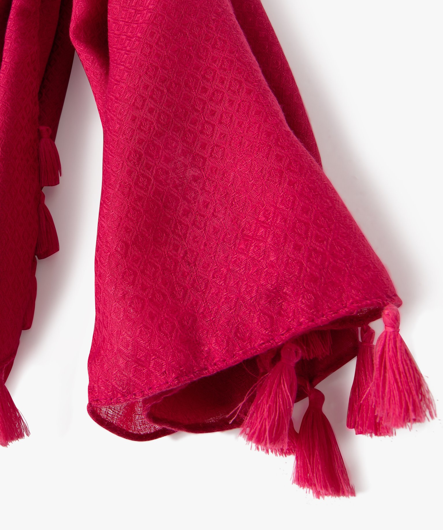 Foulard Léger Avec Pompons Vert Et Rose - Occasion, Parfait Pour Un Look Printanier