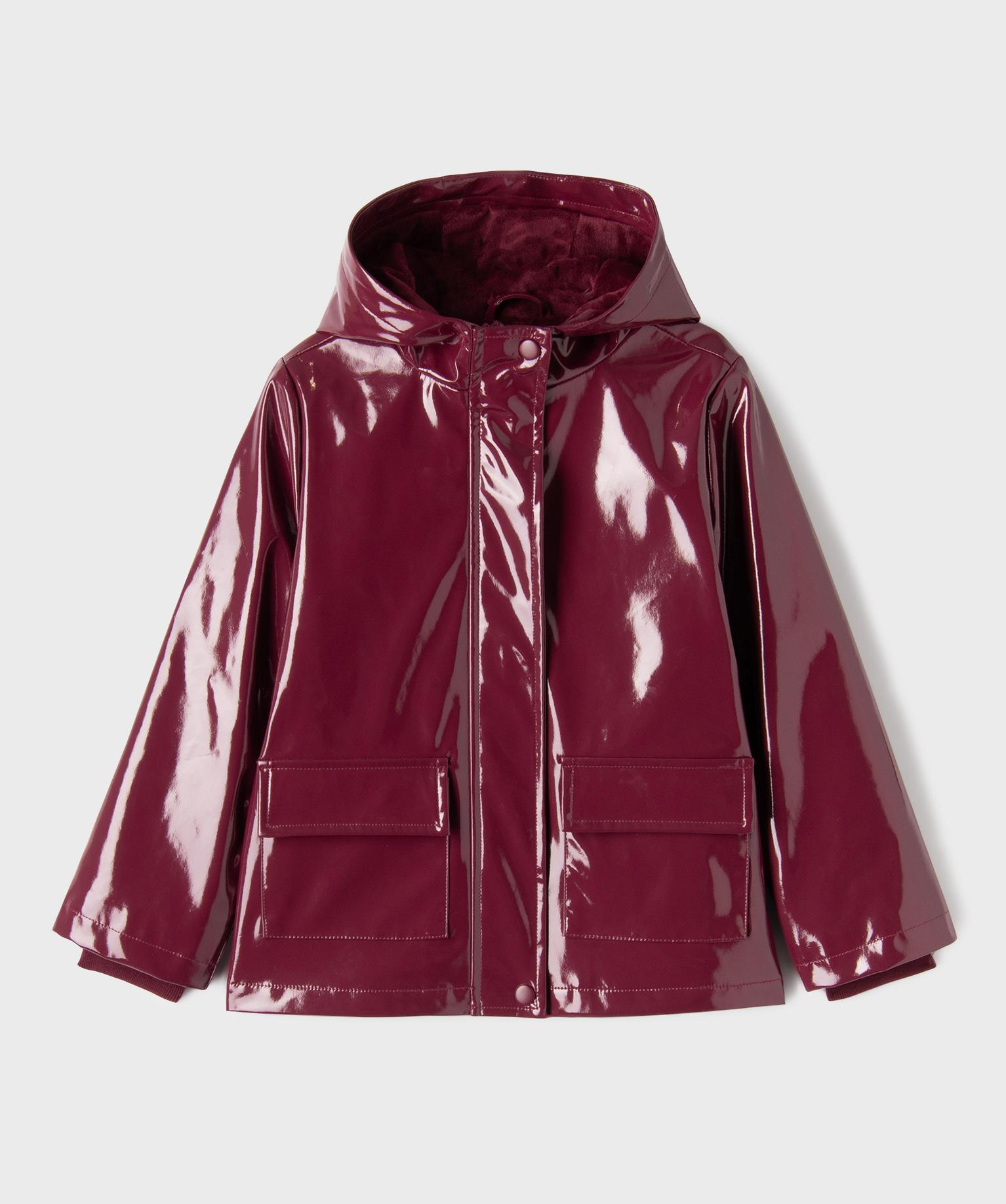 Veste de pluie à capuche doublée fille - 8A - rouge fonce - GEMO