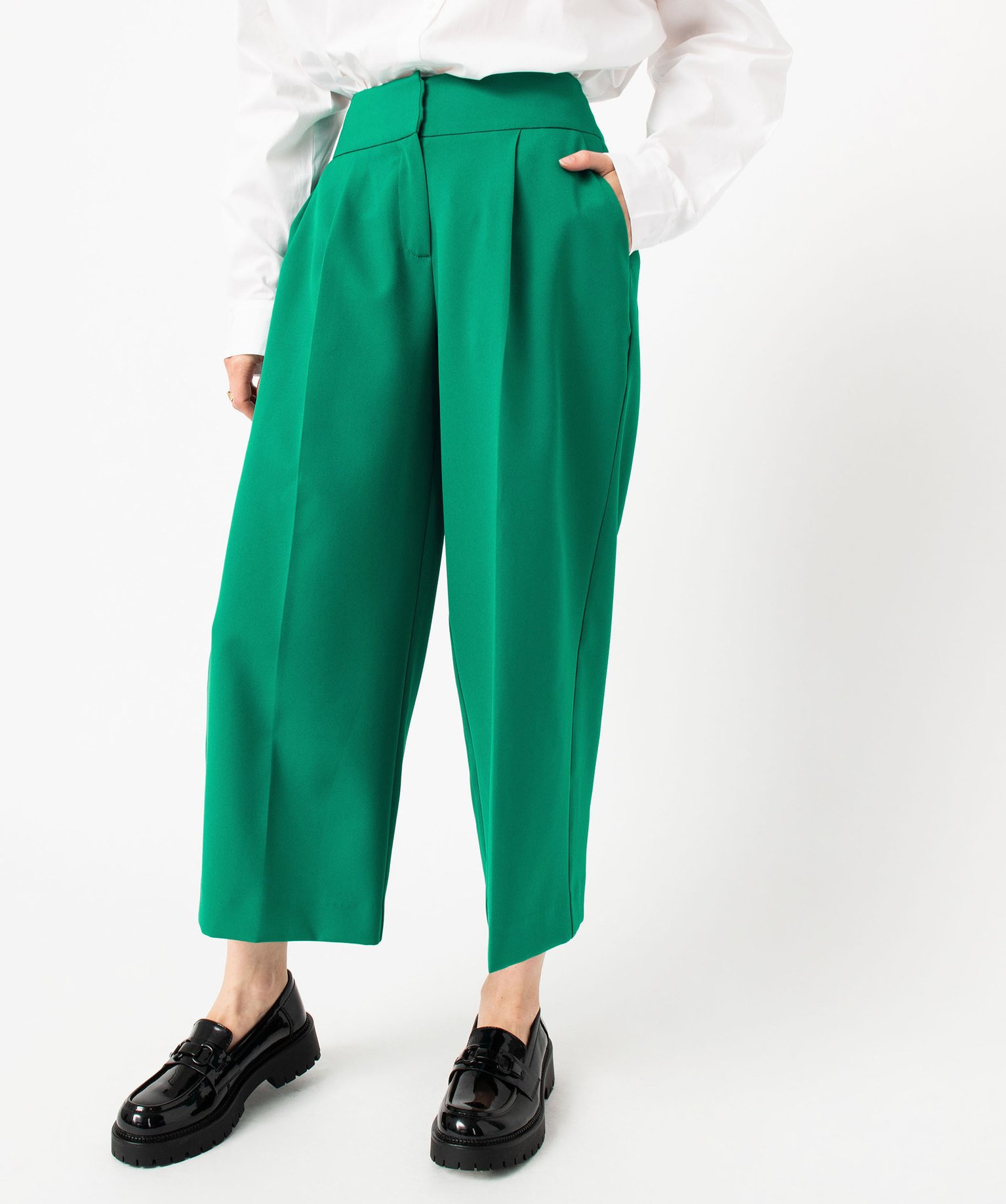 Pantacourt ample à pinces femme - 42 - vert - GEMO