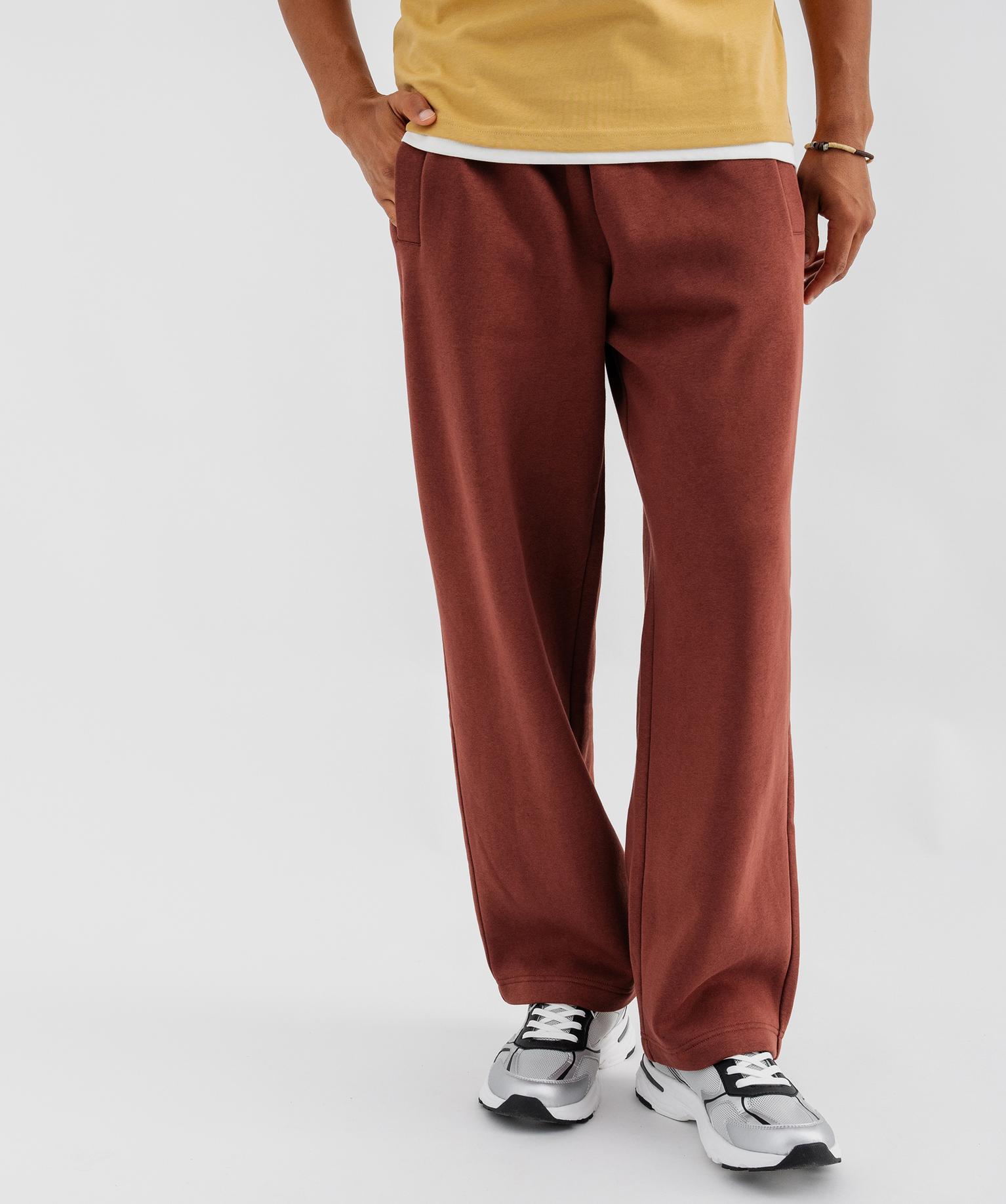 Pantalon de jogging en molleton à coupe droite homme - 54-56/3XL - marron standard - GEMO