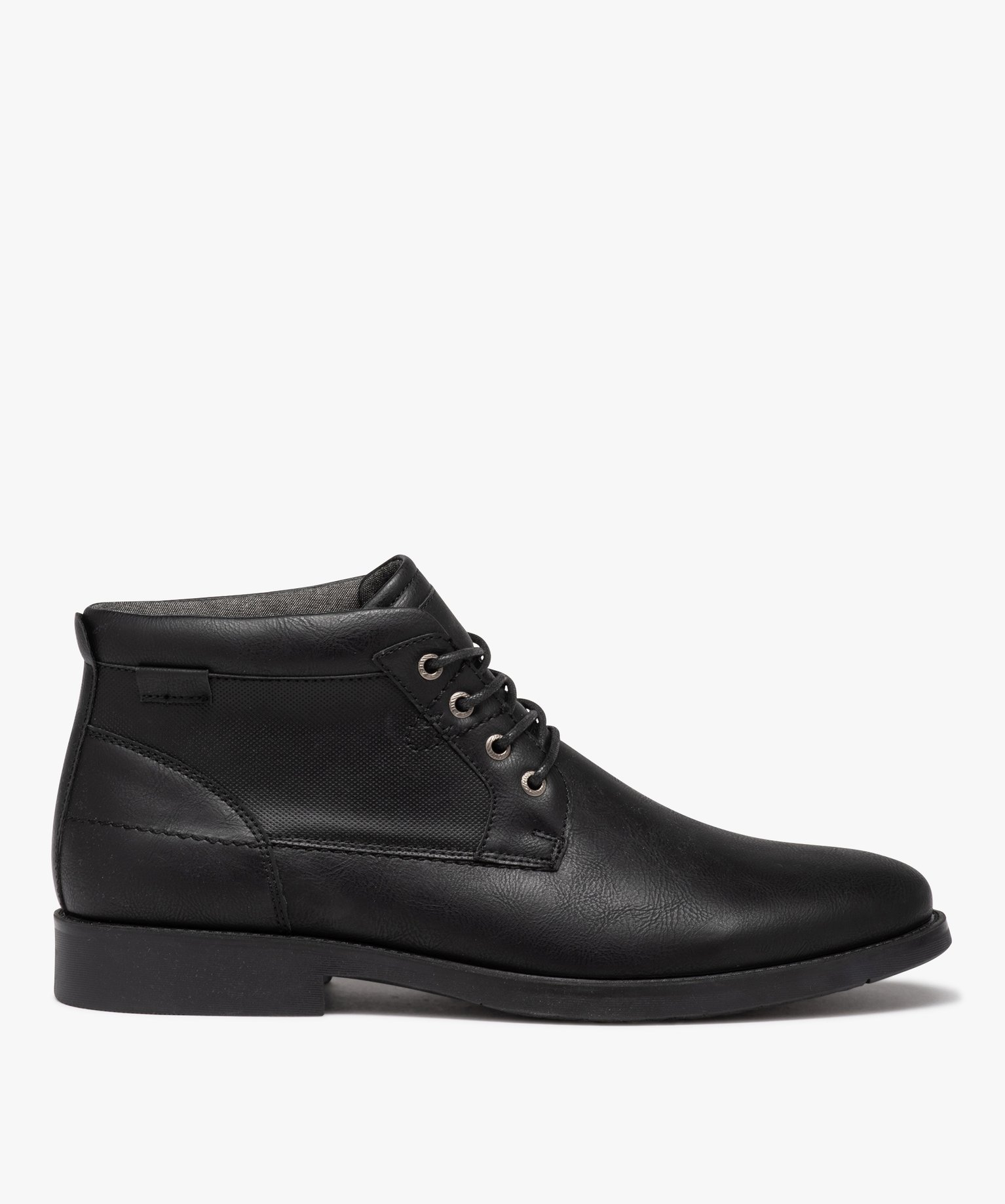 Boots homme unies style casual à lacets - 41 - noir - GEMO