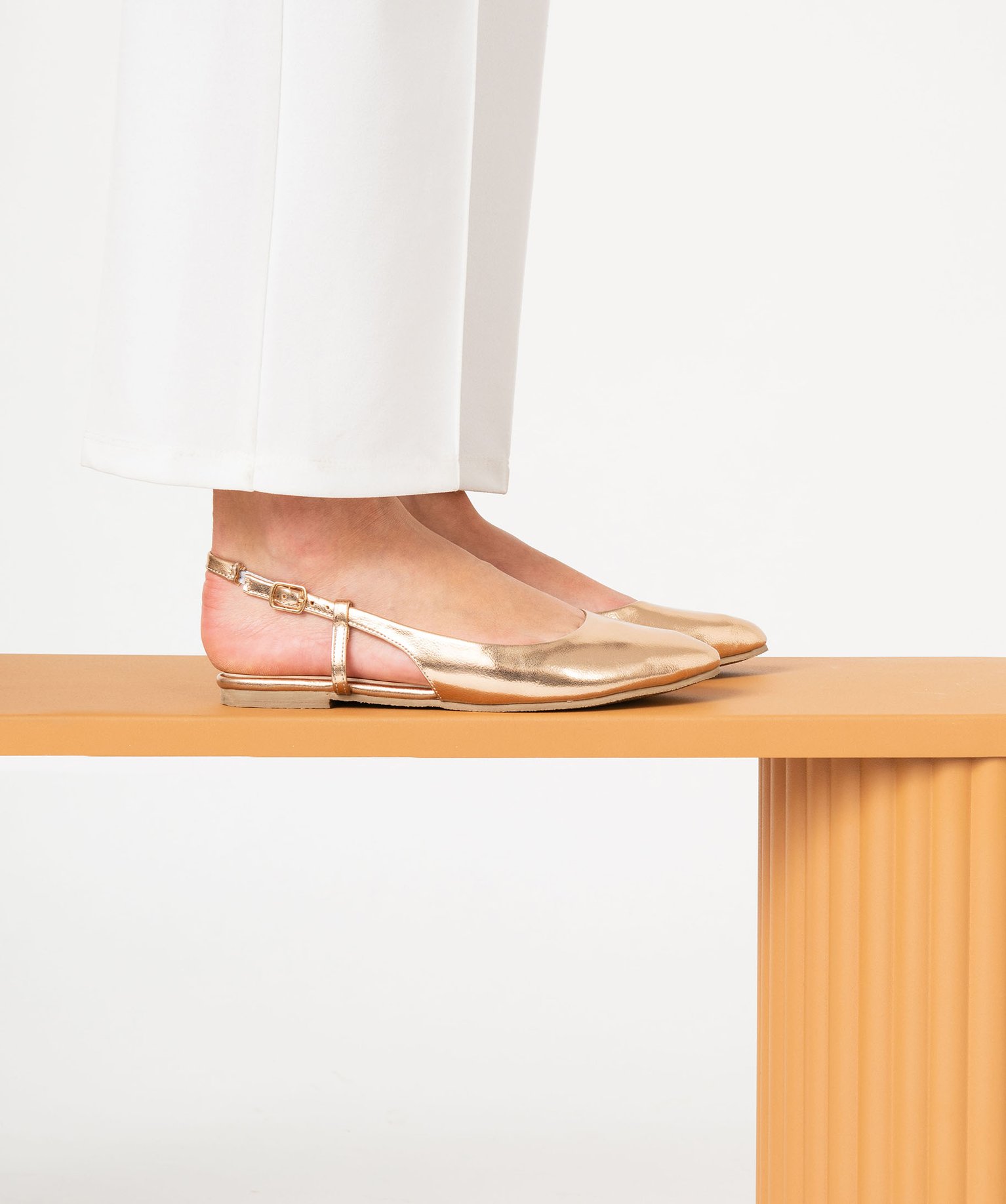 Ballerines métallisées à talon ouvert et bout amande femme - 36 - rose - GEMO