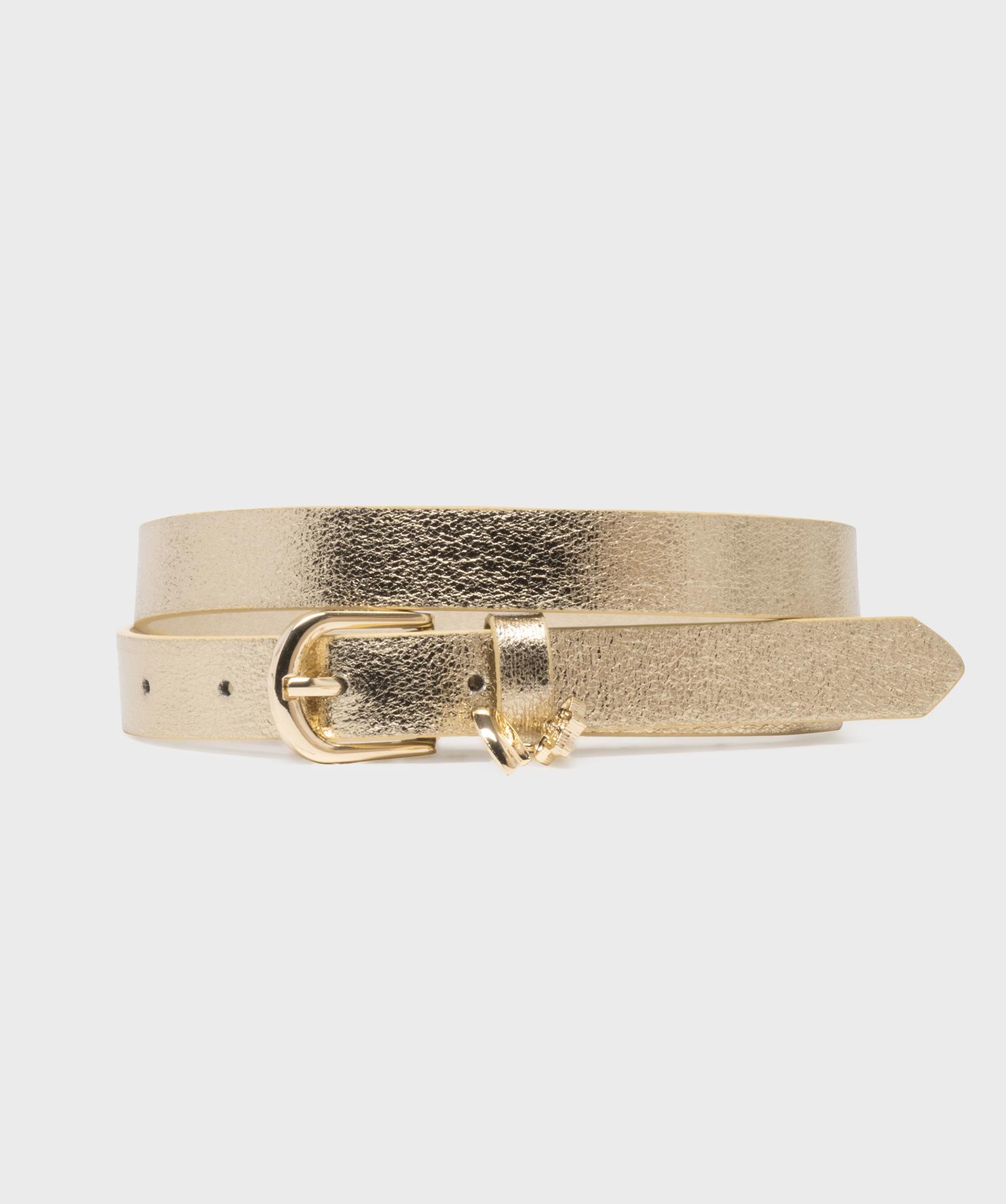 Ceinture en matière métallisée avec pampilles fille - 85 CM - dore - GEMO