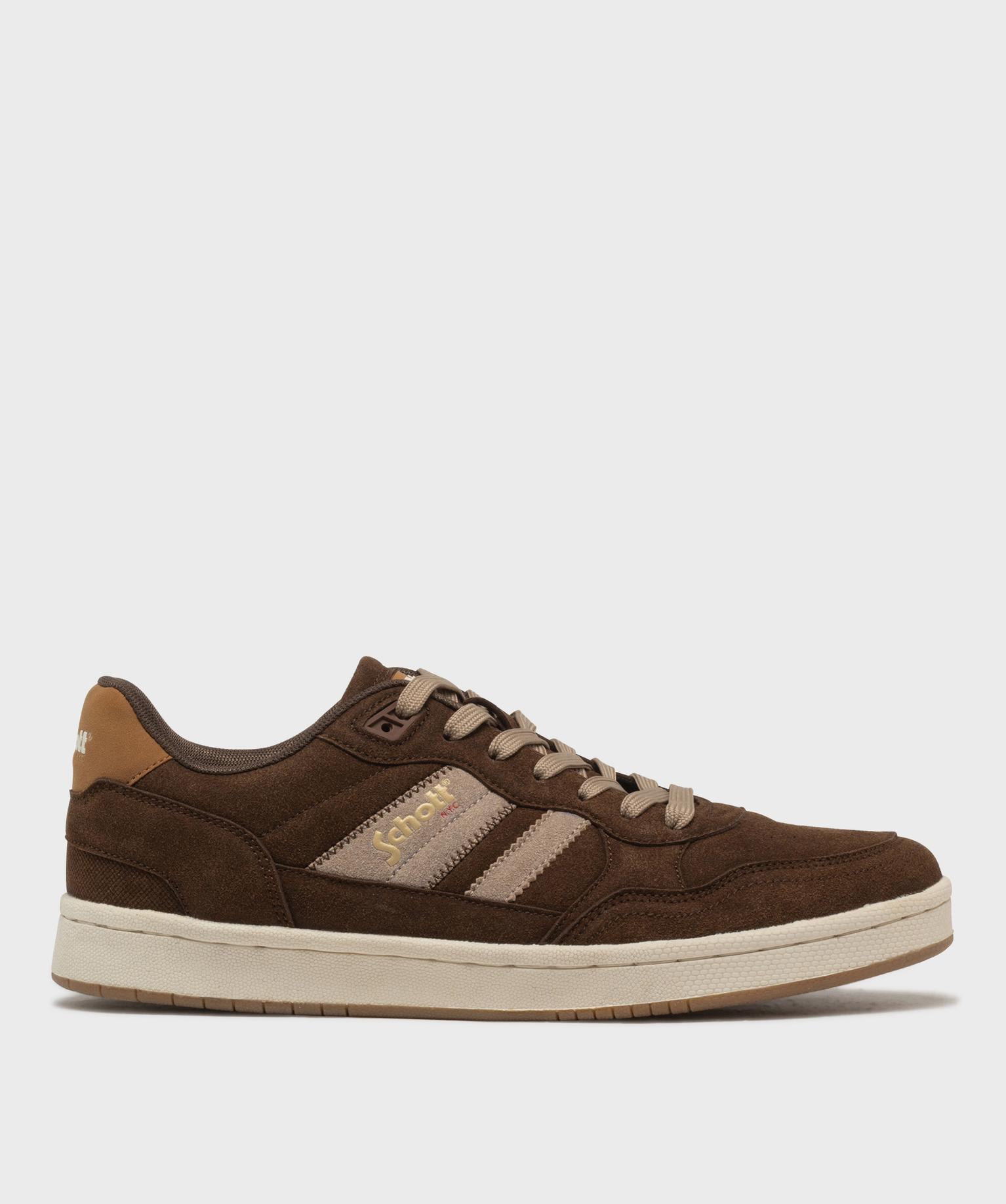 Tennis basses à lacets homme - Schott - 41 - marron fonce - SCHOTT