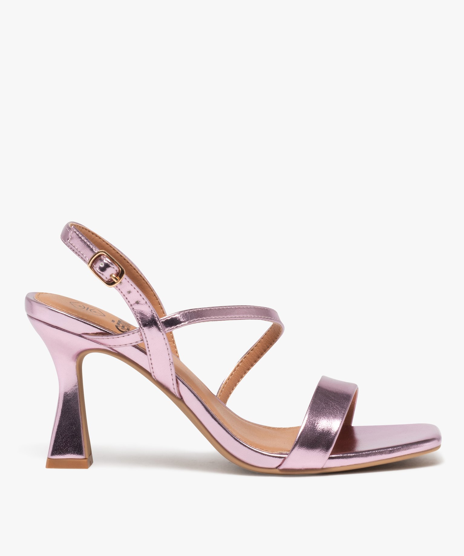 Sandales femme à talon et brides métallisées - 40 - violet - GEMO