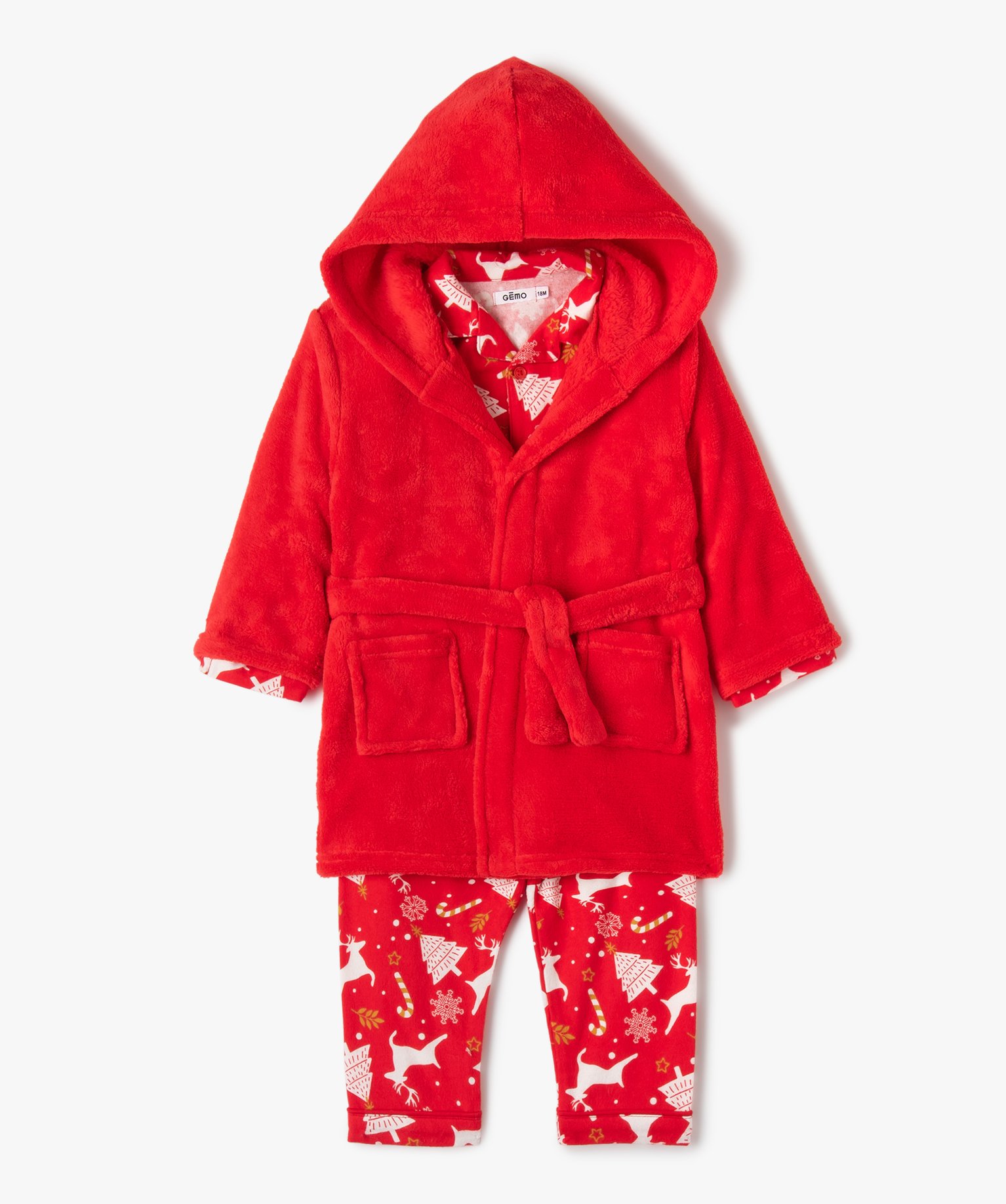 Ensemble pyjama bébé spécial Noël (3 pièces) - 12M - rouge - GEMO