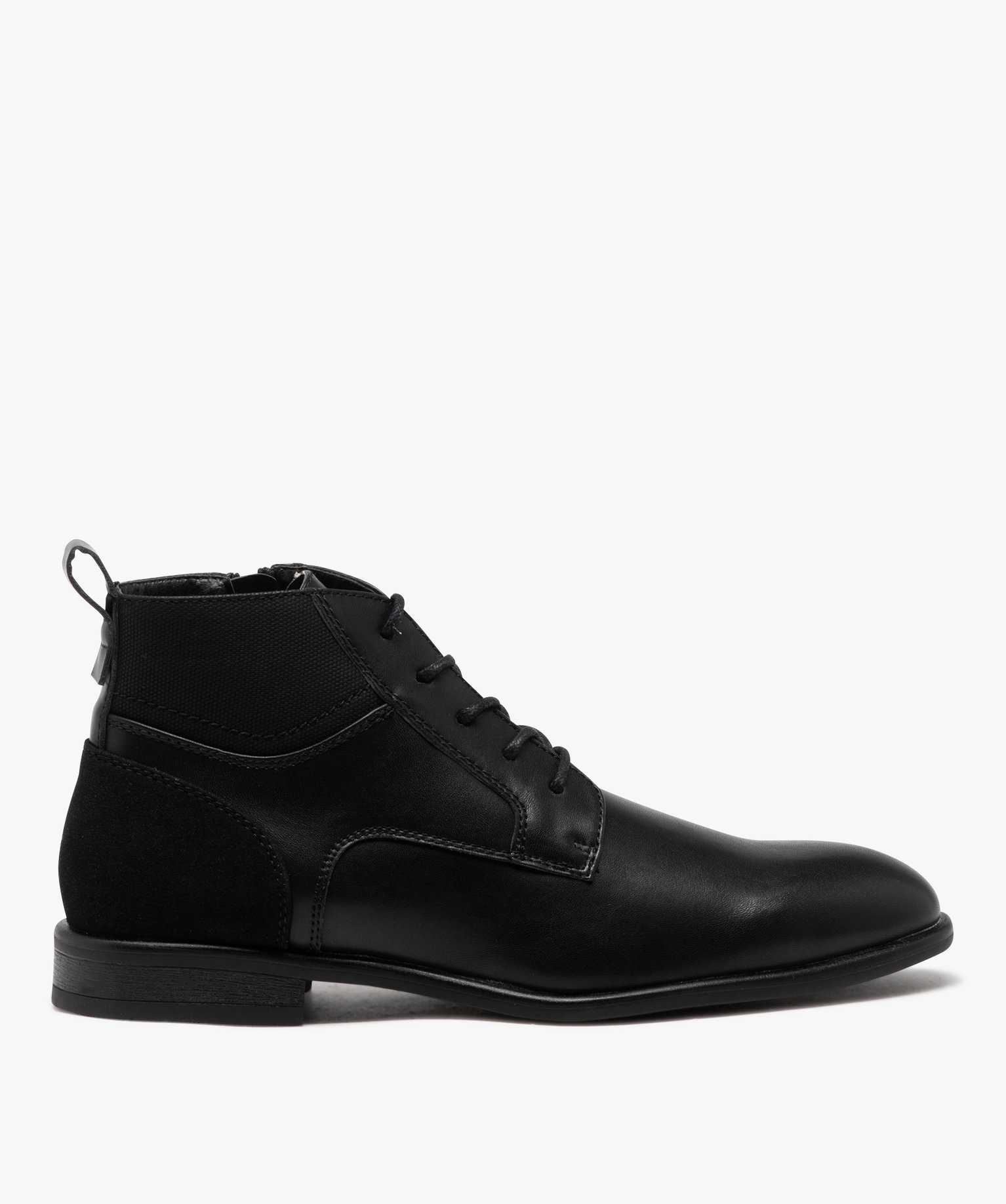 Boots homme unies style casual à lacets et à zip - 44 - noir vif - GEMO