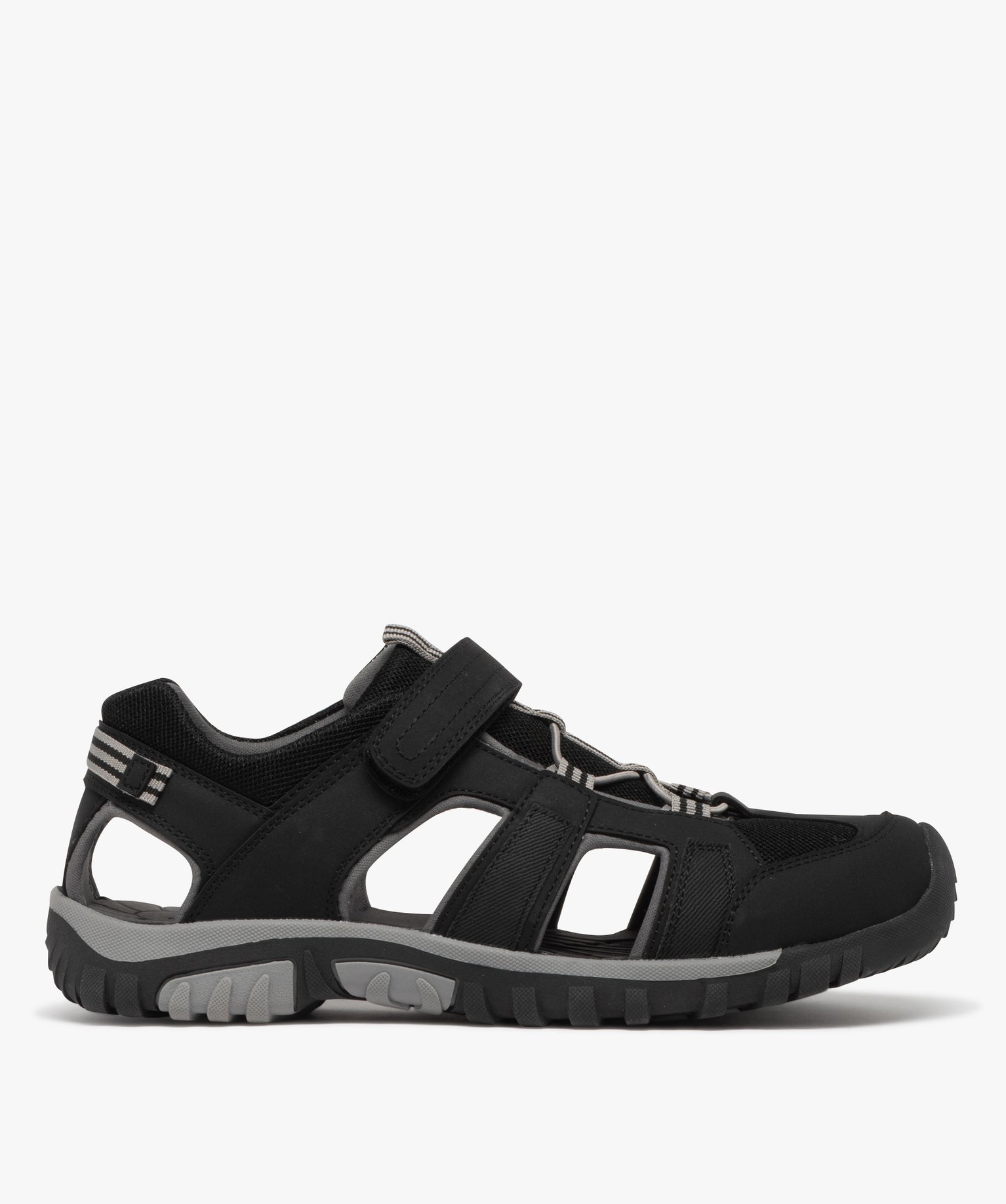 Sandales homme sport forme basket ajourée en mesh et à scratch - 43 - noir vif - GEMO