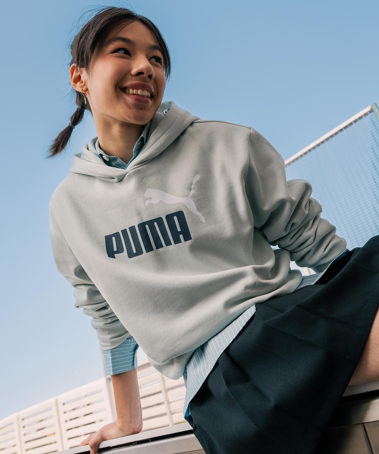 Sweat à capuche coupe courte avec logo poitrine fille - Puma - 10A - vert clair - PUMA