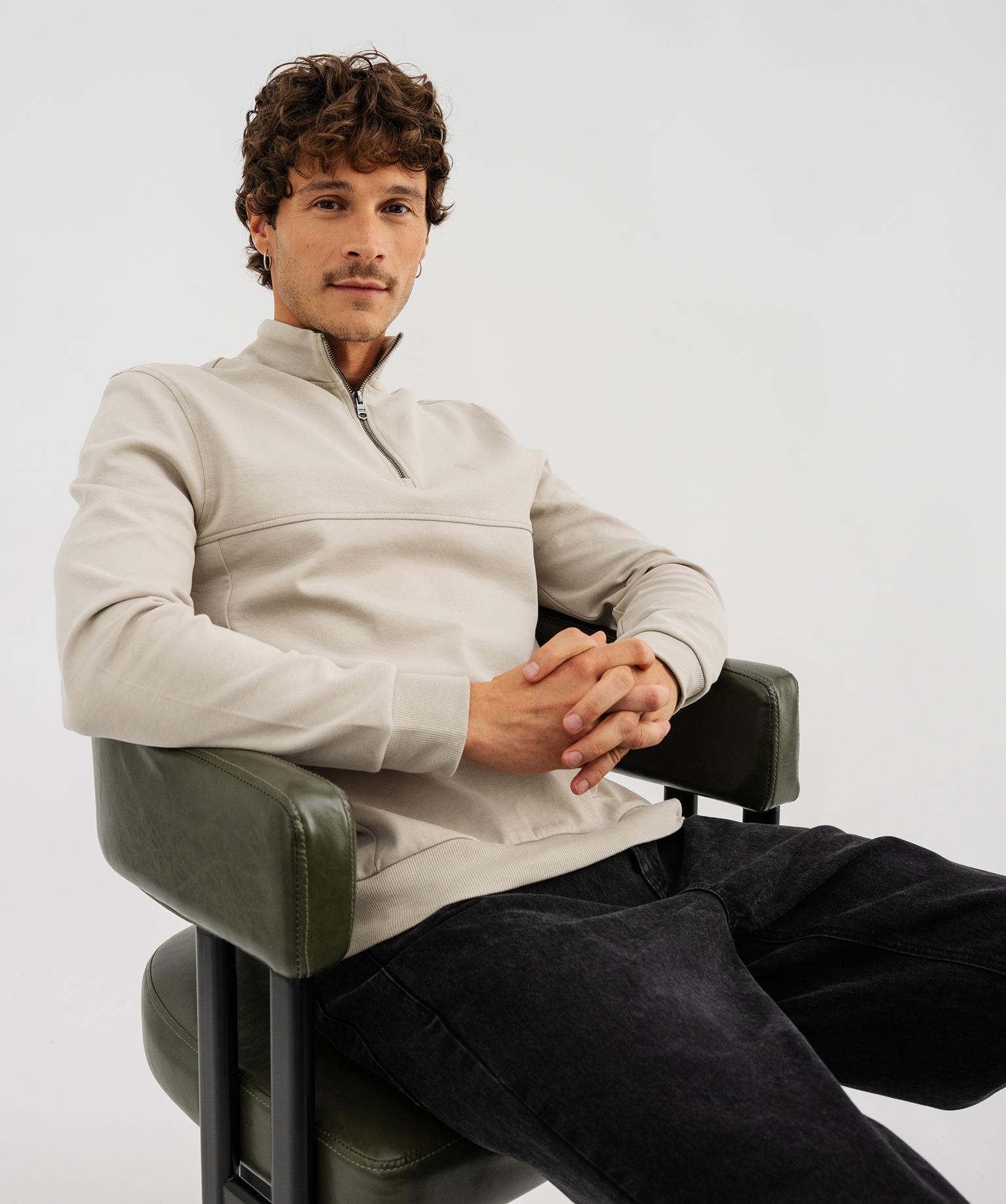 Sweat col camionneur homme - Kensington - 46-48/XL - beige standard - KENSINGTON