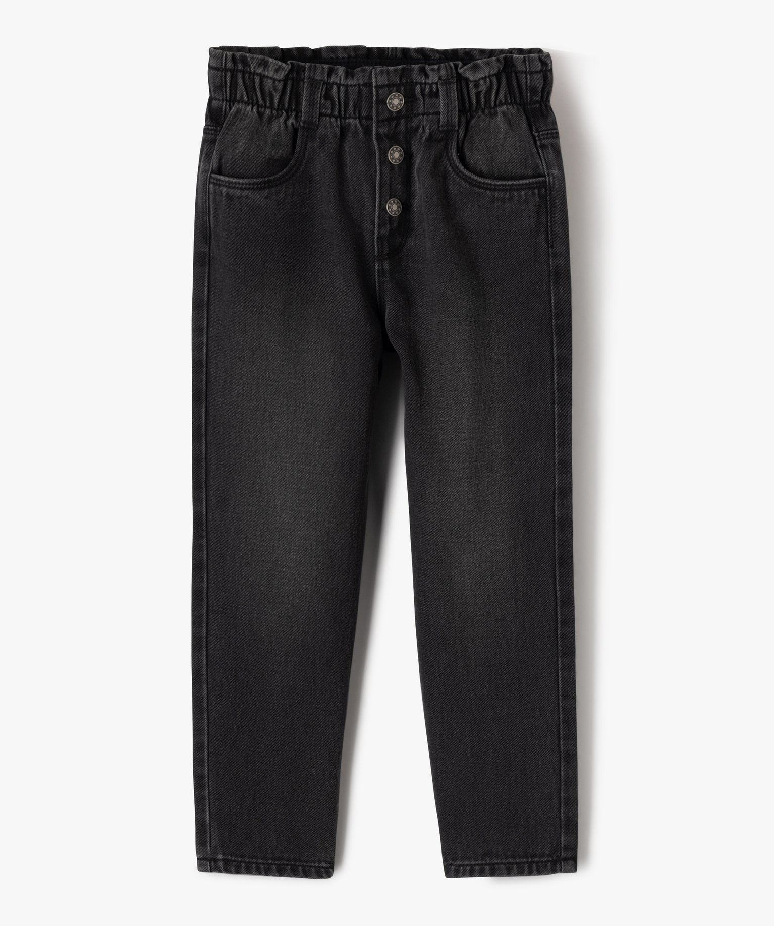 Jean slouchy à taille haute ajustable fille - 12 - noir - GEMO
