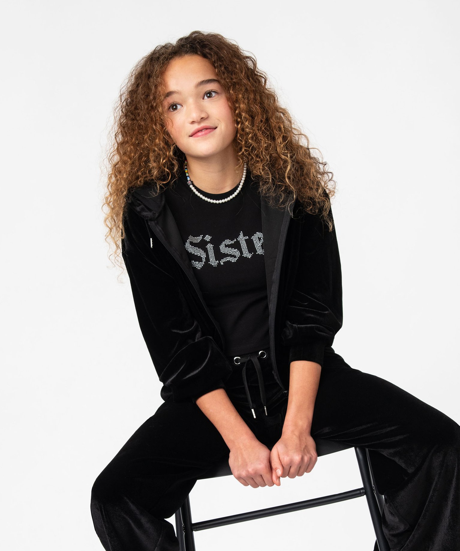 Tee-shirt court à manches courtes avec inscription fille - 16 - noir - GEMO