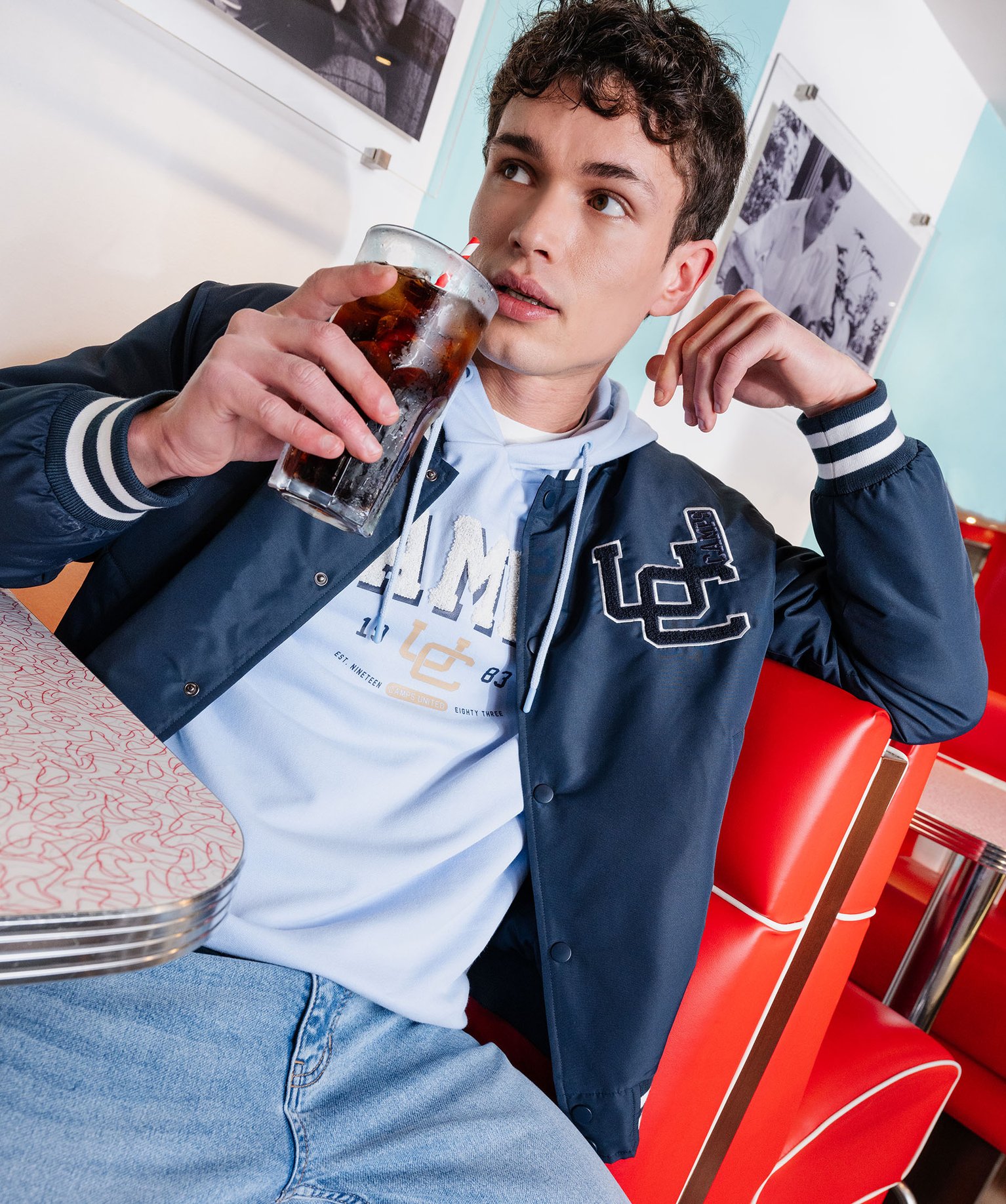 Blouson bomber esprit collège américain homme - Camps United - L - bleu fonce - GEMO