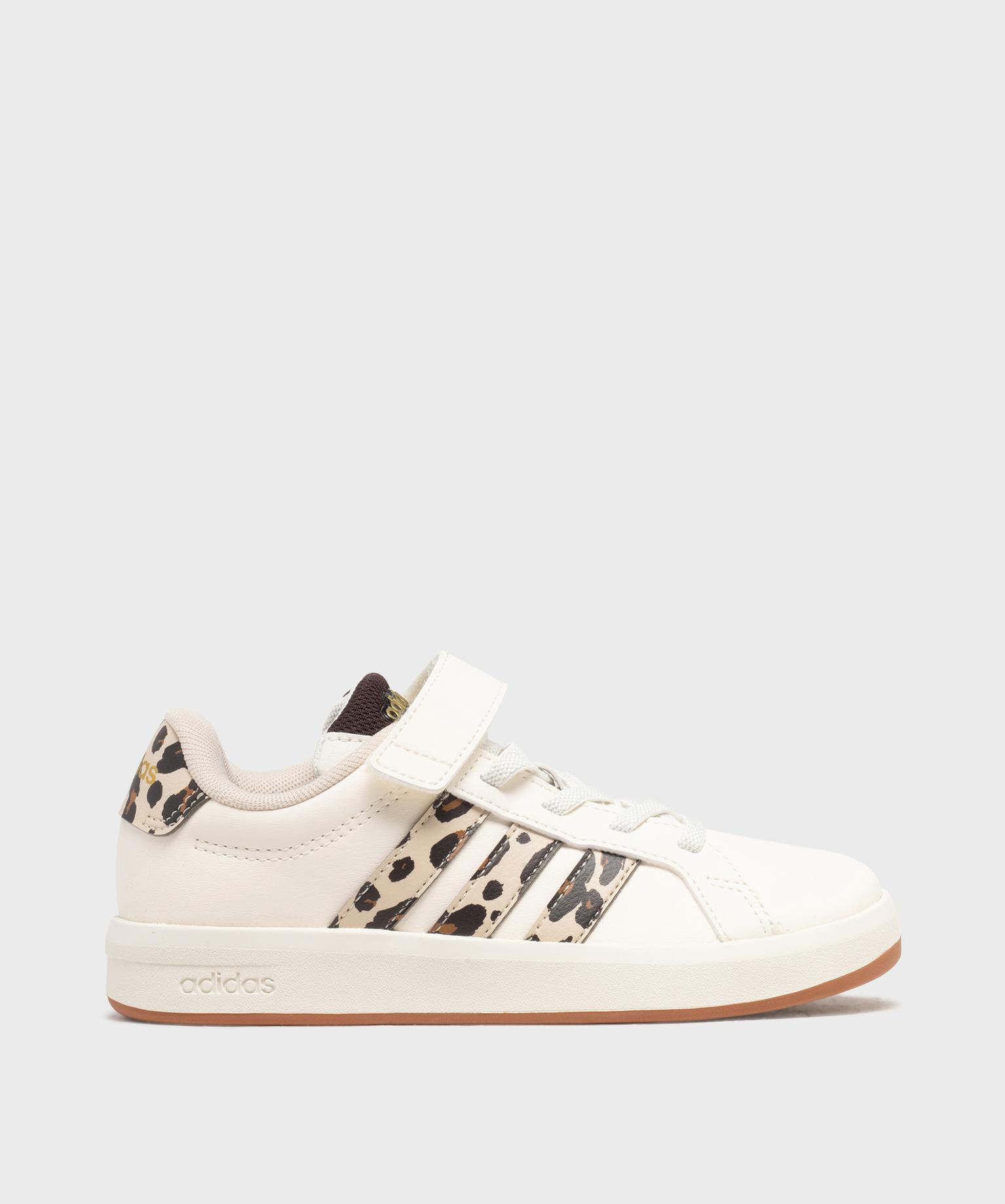 Baskets Grand Court 3.0 à motifs léopard fille - Adidas - 35 - blanc standard - ADIDAS