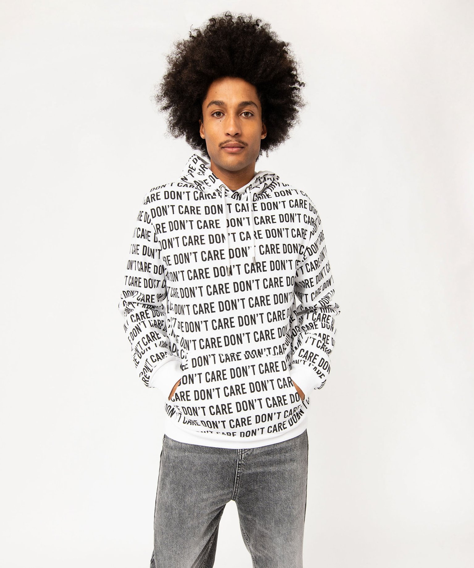Sweat à capuche en molleton imprimé all over homme - S - blanc - GEMO