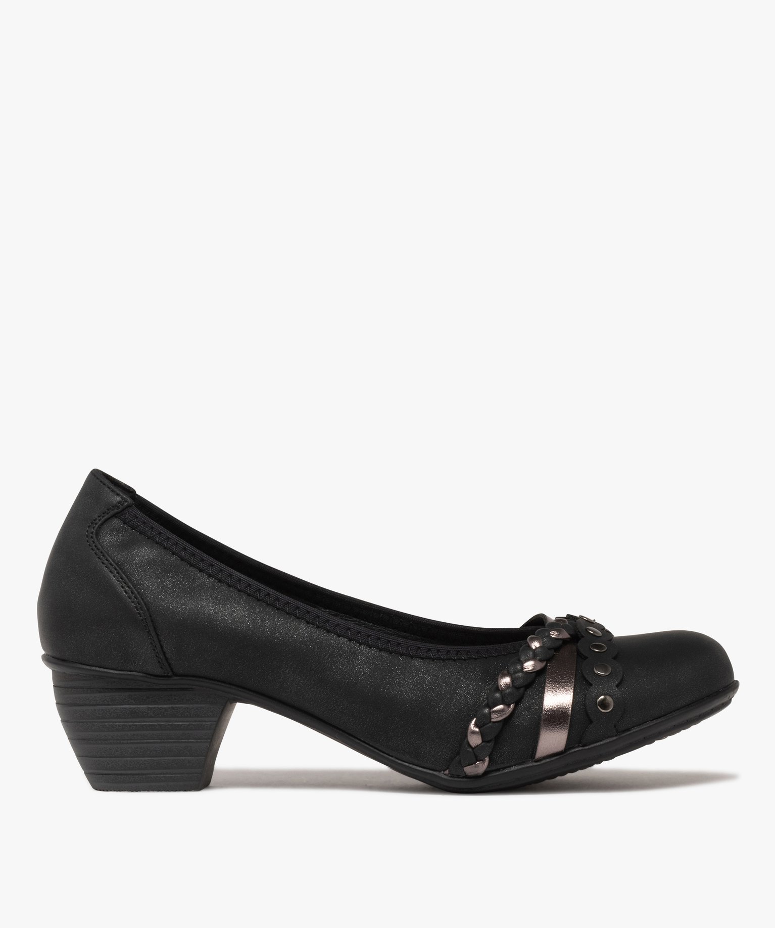 Escarpins femme confort unis à brides fantaisie - 42 - noir standard - G'FLEX