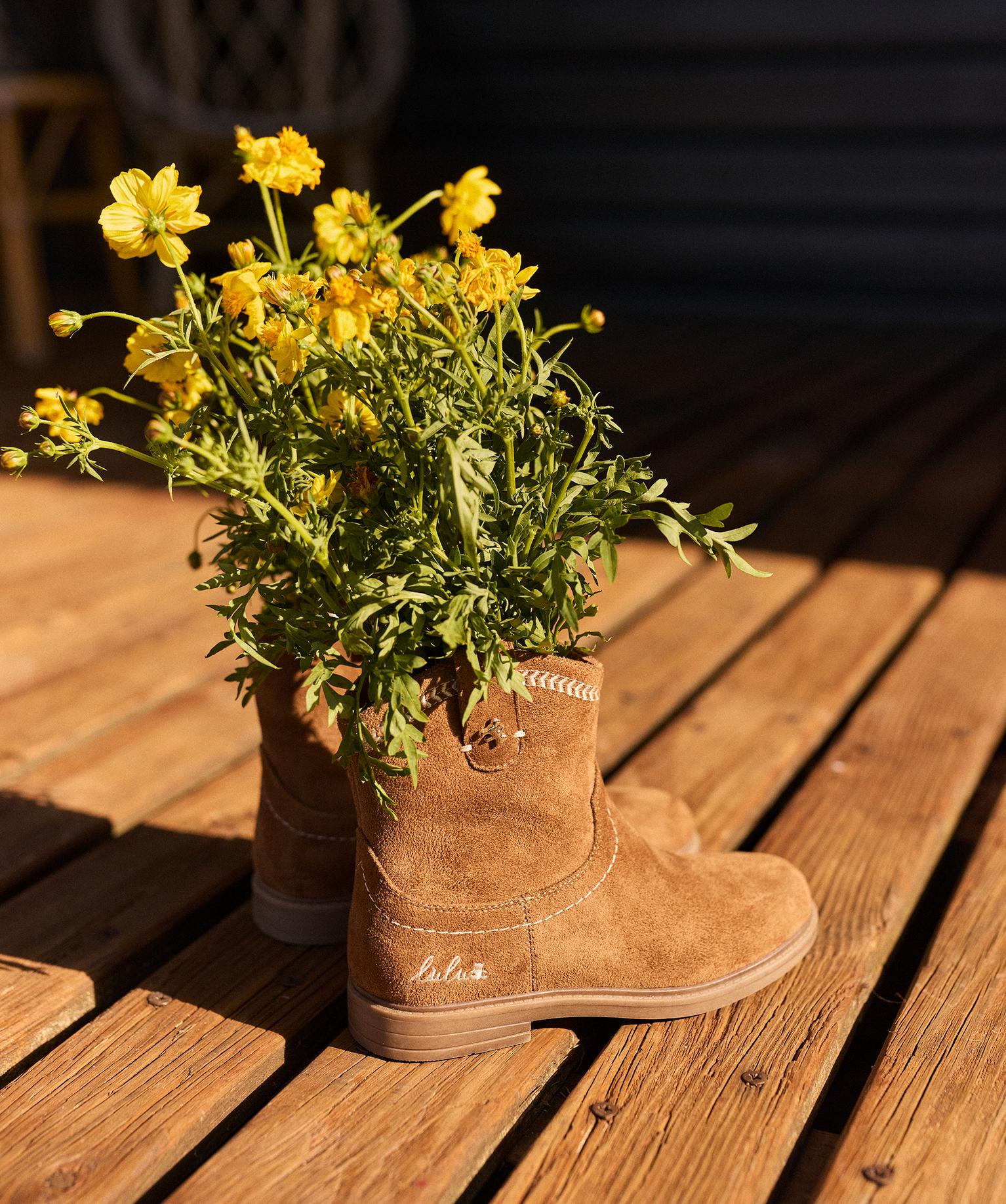 Boots en suédine look western fille - LuluCastagnette - 29 - marron clair - LULUCASTAGNETTE