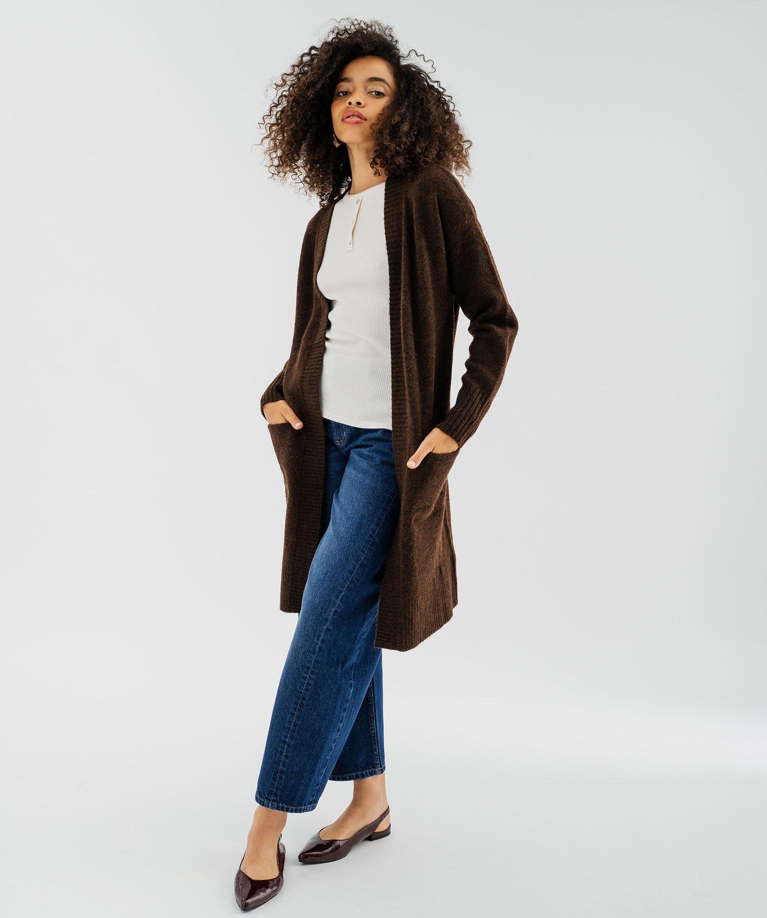 Gilet long ouvert femme - 38-40/M - marron fonce - GEMO