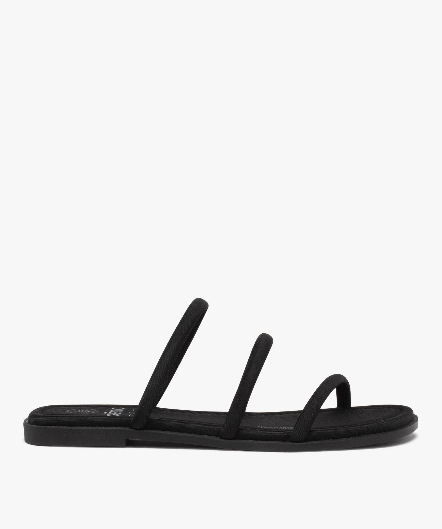 Mules femme à talon plat et brides en toile unie - 37 - noir - GEMO