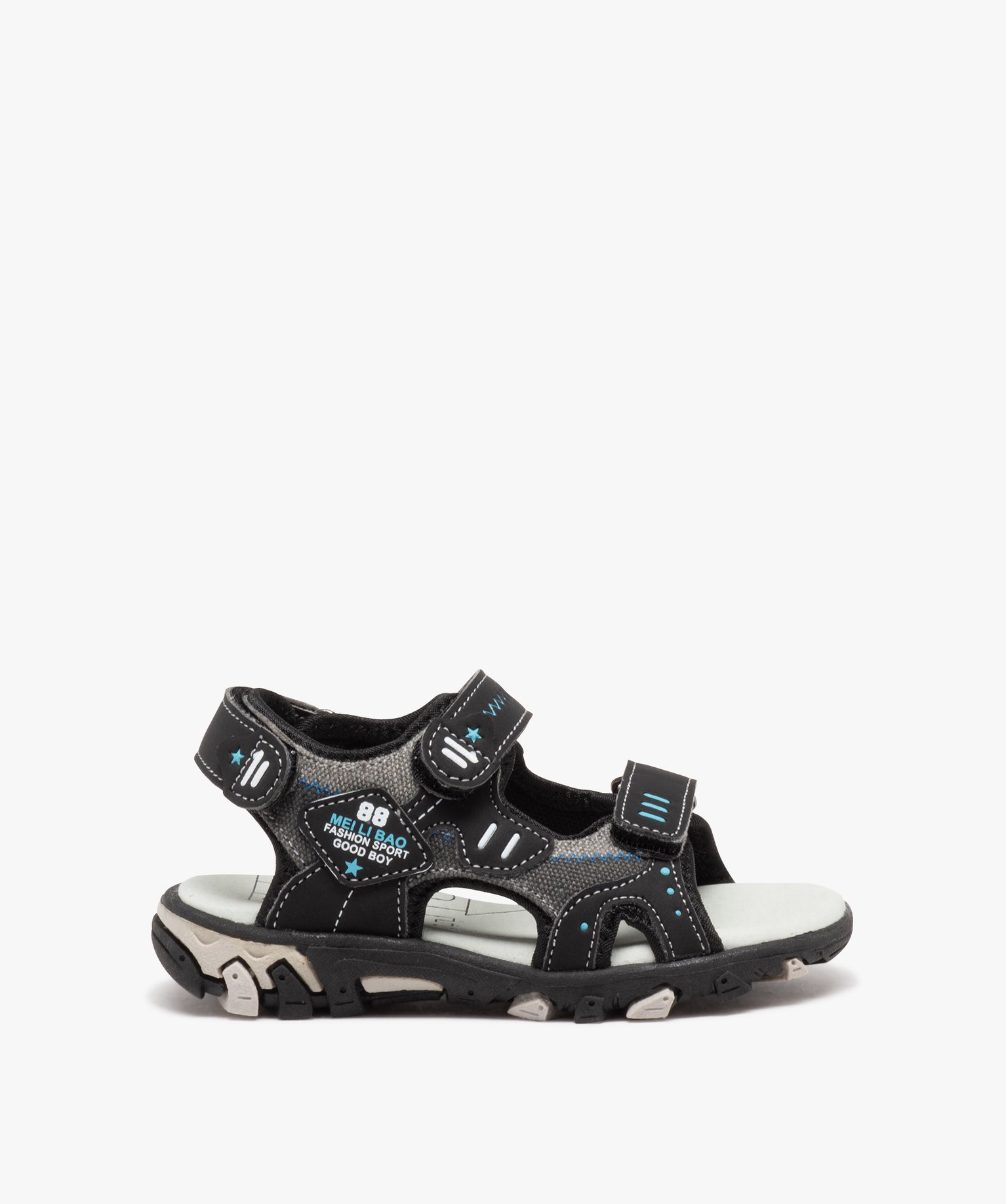 Sandales garçon sport à semelle crantée avec brides à scratch - 25 - noir - GEMO