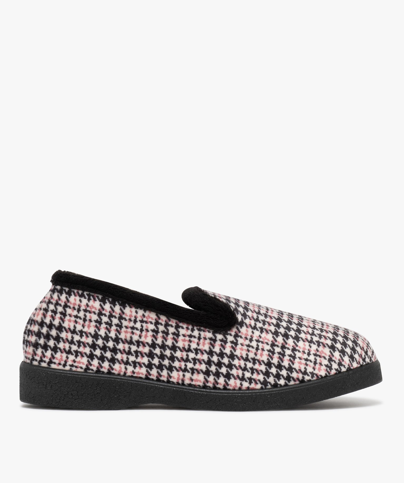 Chaussons femme pantoufles confort à motif Vichy - 42 - noir standard - G'FLEX