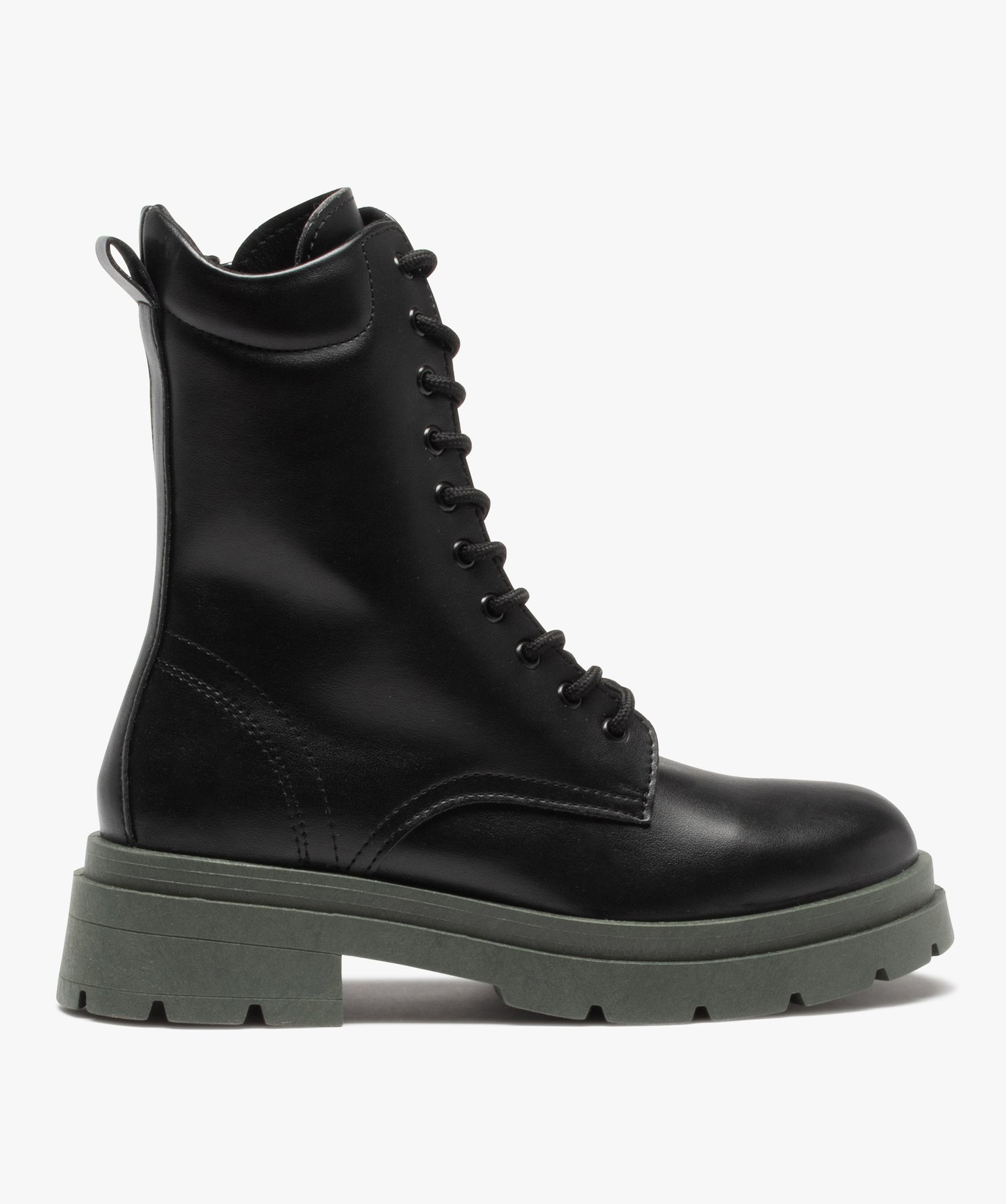 Bottines femme unies à lacets et semelle crantée - 36 - noir standard - GEMO