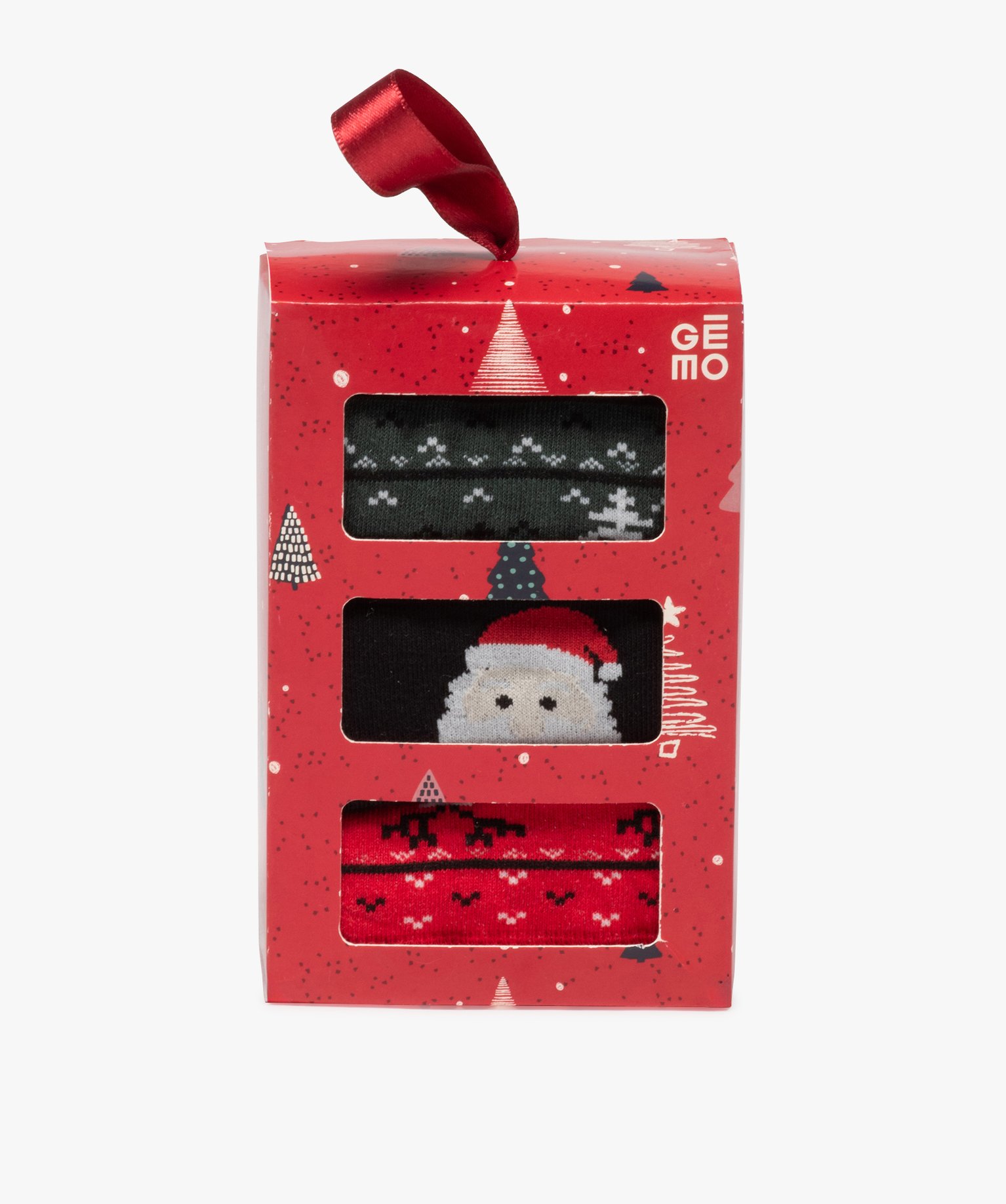 Chaussettes spéciales Noël homme dans coffret cadeau (lot de 3) - 39/42 - noir standard - GEMO
