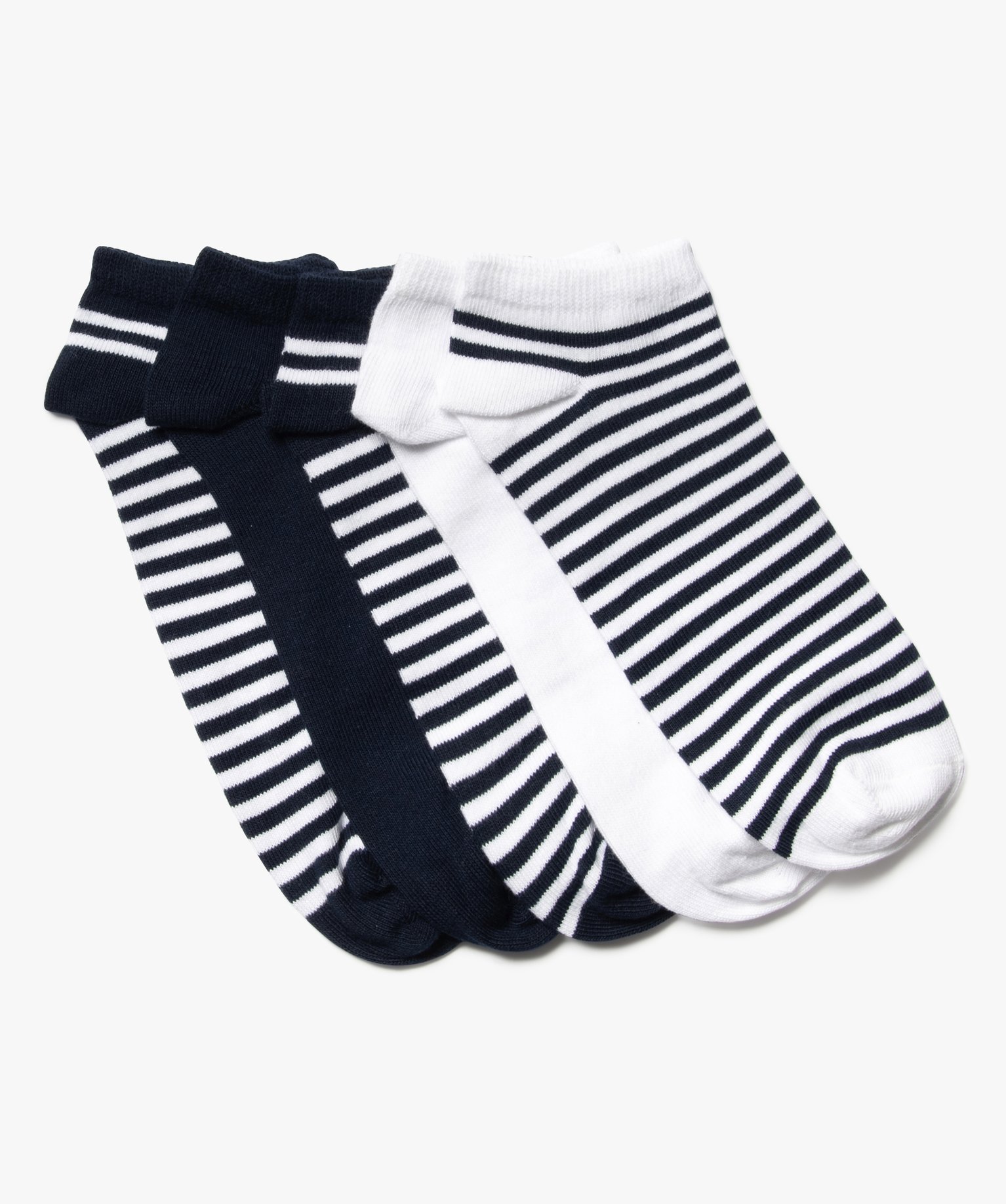Chaussettes ultra courtes rayées garçon (lot de 5) - 24/26 - noir standard - GEMO