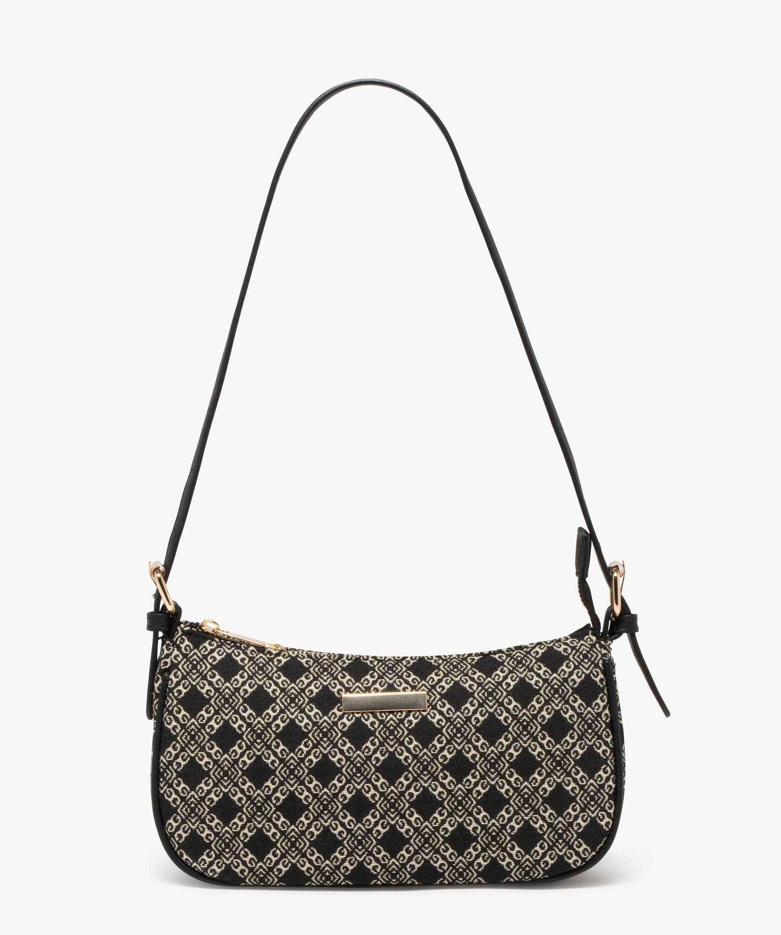 Sac baguette en toile tissée à motifs femme - TU - noir standard - GEMO
