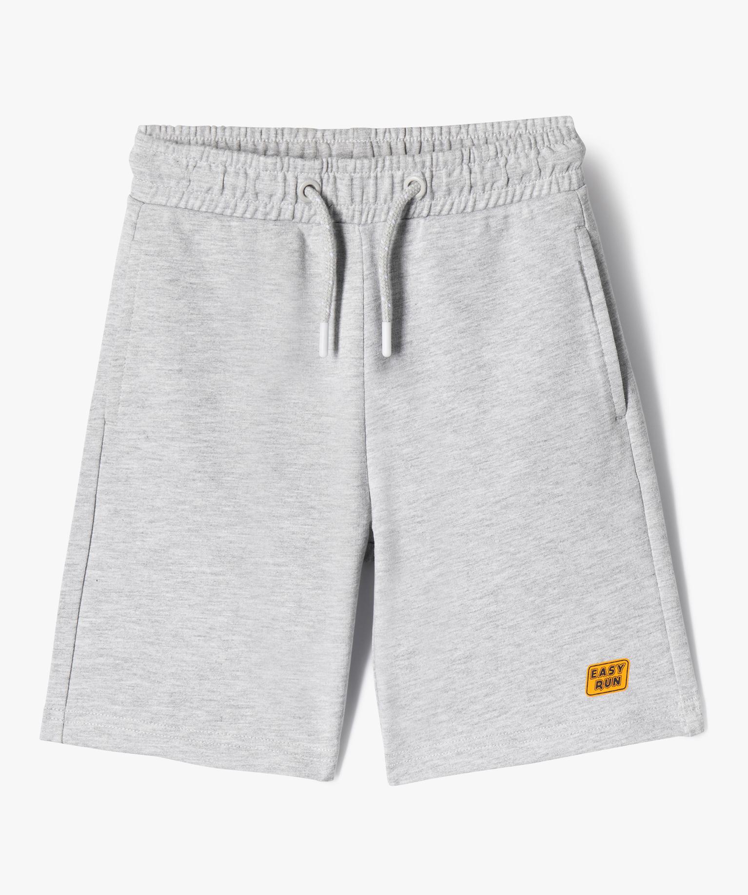 Bermuda en maille avec taille élastique ajustable garçon - 4A - gris chine moyen - GEMO