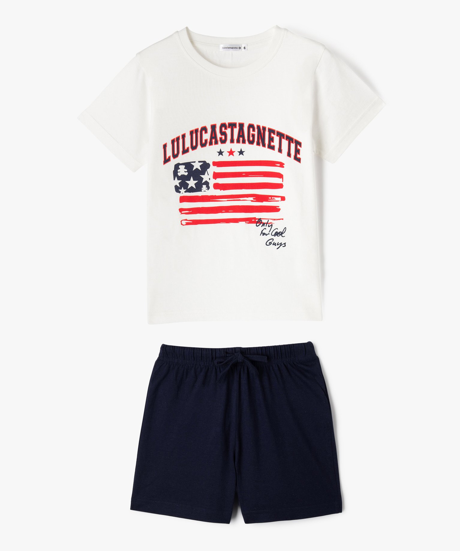 Pyjashort avec motif drapeau garçon - LuluCastagnette - 3 - ecru - LULUCASTAGNETTE