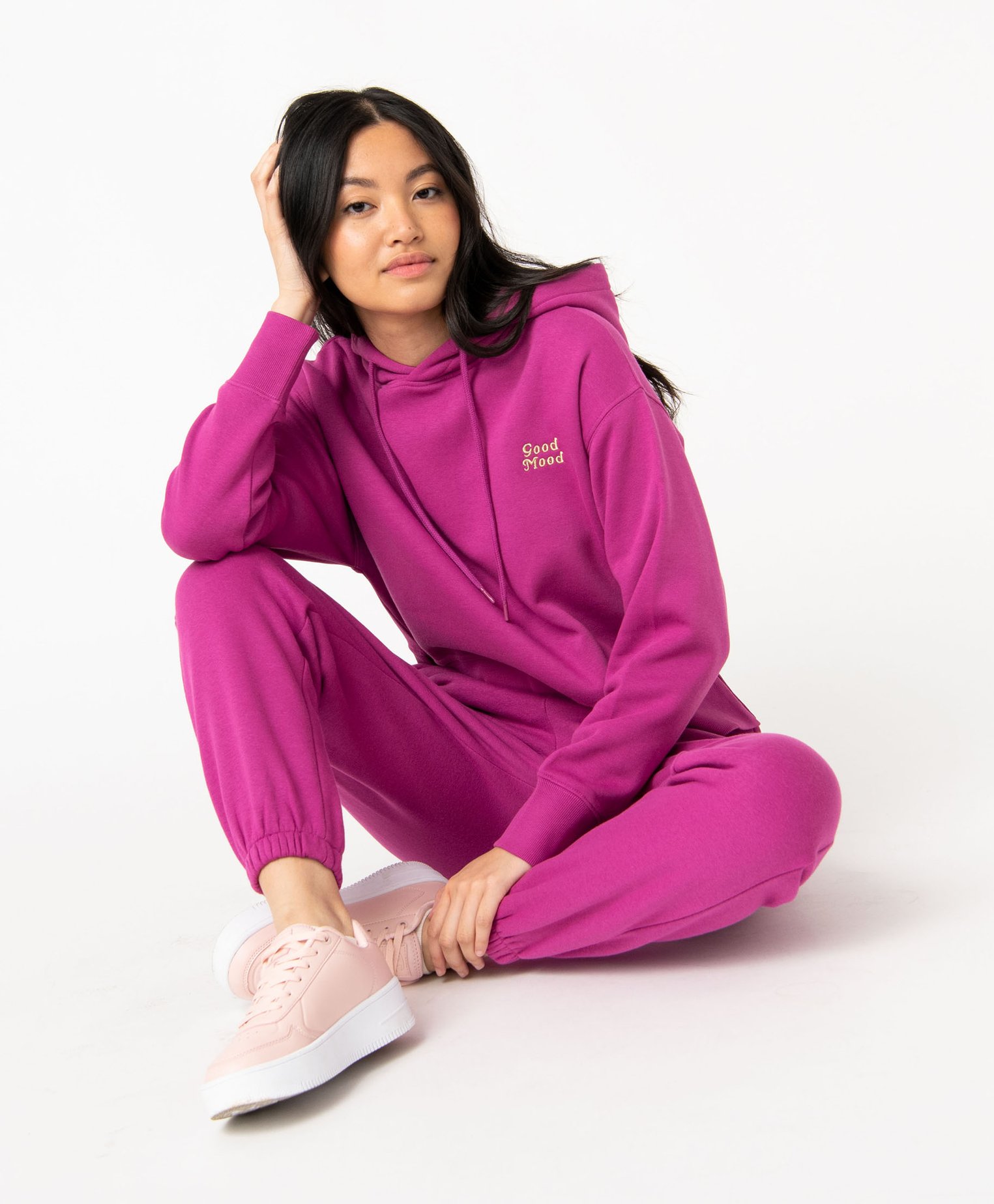 Sweat court à capuche avec message brodé femme - XS - violet - GEMO