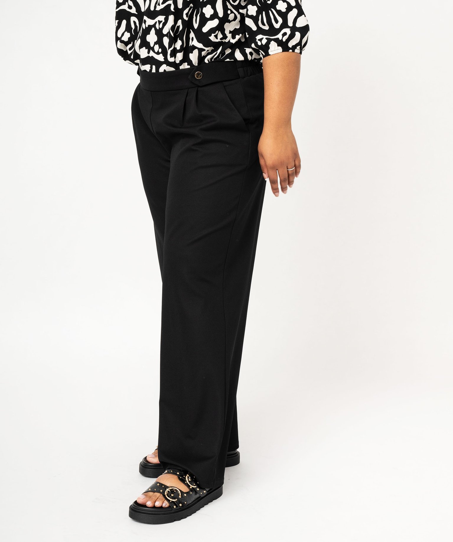 Pantalon large à pinces femme grande taille - 52 - noir - GEMO