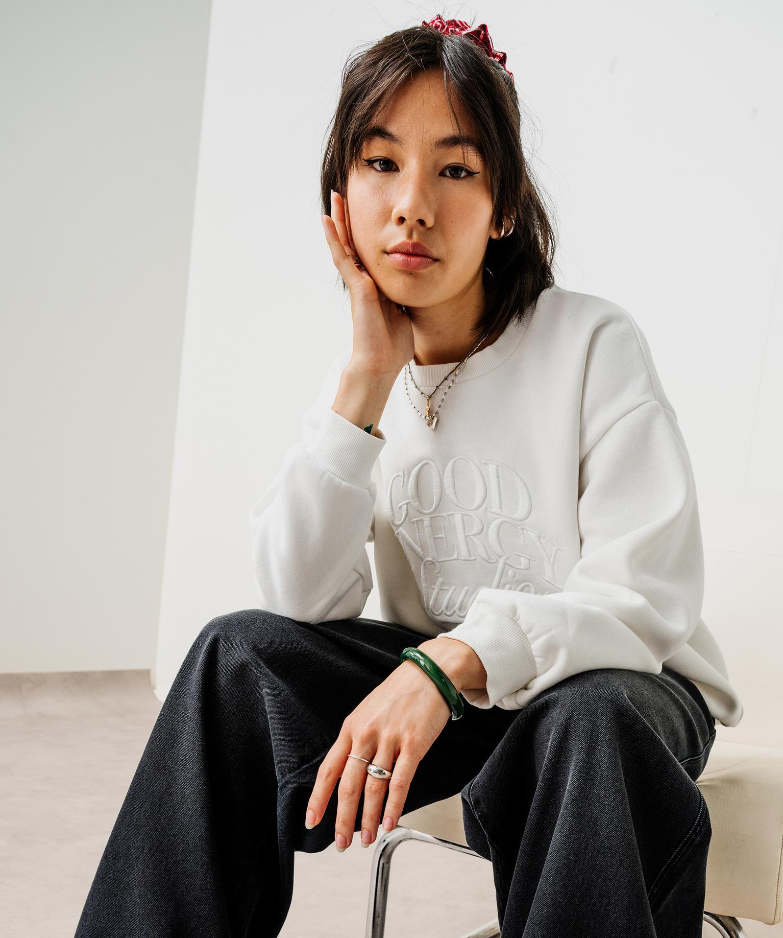Sweat oversize avec inscription brodée fille - GEMO
