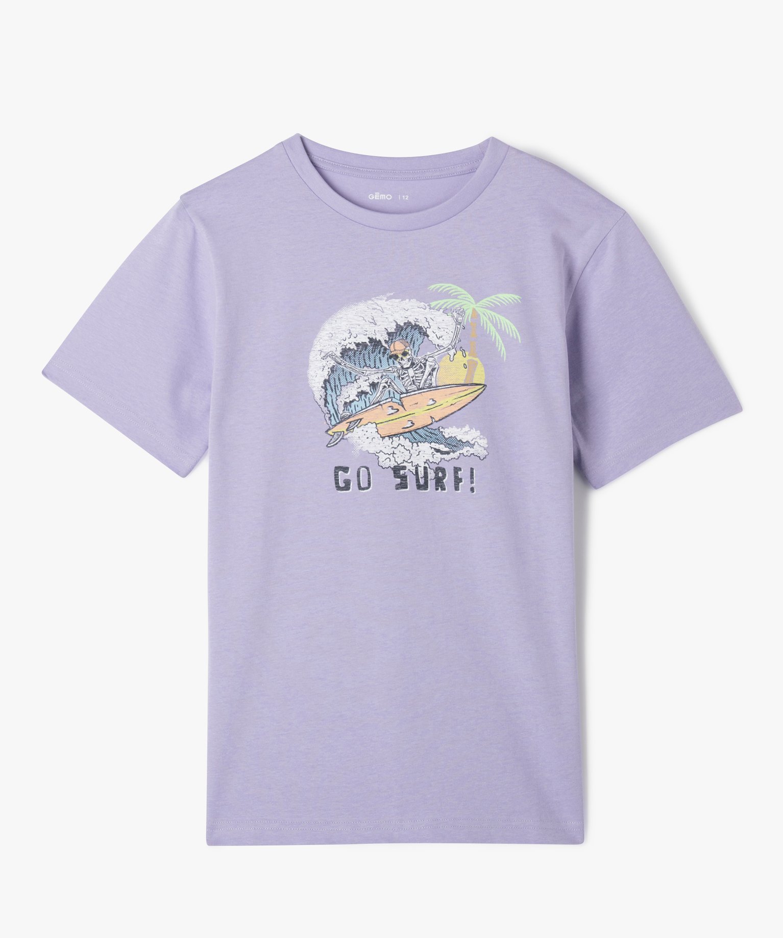 Tee-shirt à manches courtes motif surf garçon - 14 - violet - GEMO