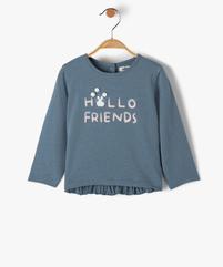 Tee-shirt bébé fille avec inscription en relief sur l’avant vue1 - GEMO(BEBE DEBT) - GEMO