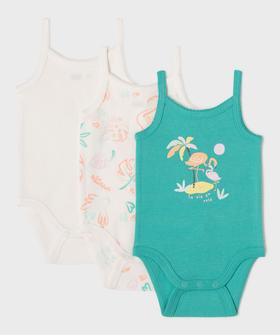 Body à bretelles à motifs exotiques bébé (lot de 3) vue1 - GEMO 4G BEBE - GEMO