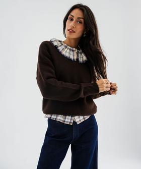 Pull col V en maille douillette femme vue1 - GEMO(FEMME PAP) - GEMO