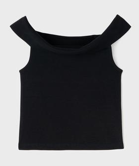 Tee-shirt sans manches à col bardot en maille côtelée fille vue1 - GEMO 4G FILLE - GEMO