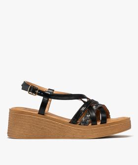 Sandales brillantes à talon compensé et semelle plateforme femme vue1 - VALENTINA BALDA - GEMO