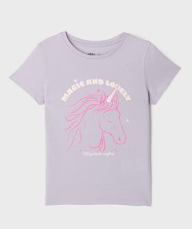 Tee-shirt manches courtes avec motif positif fille vue1 - GEMO (ENFANT) - GEMO